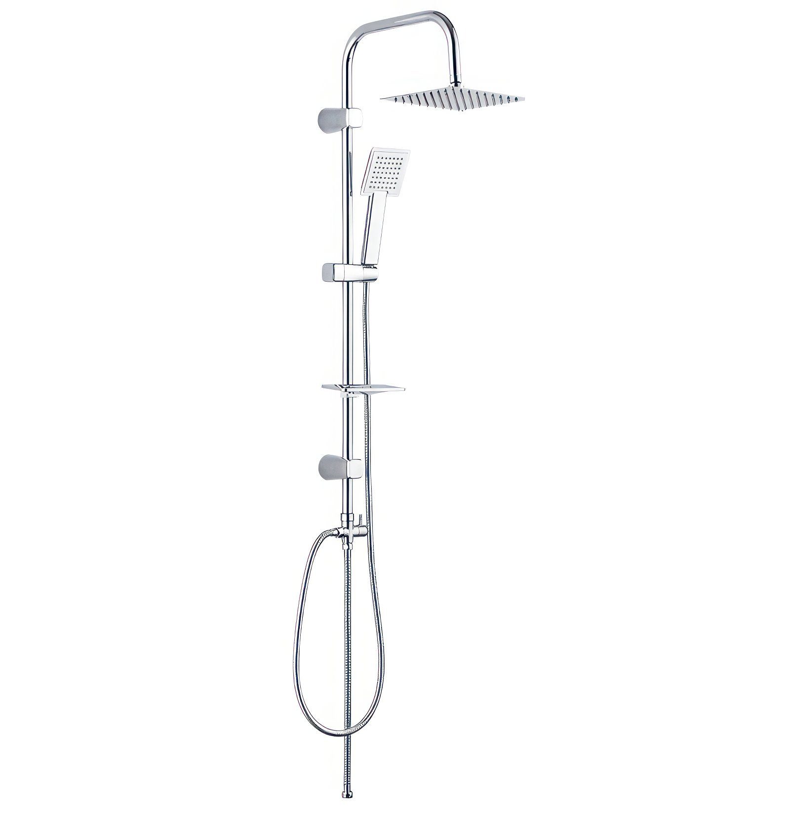Unterputz Brausegarnitur – Moderne Wand-Duschanlage, Silber, Mit Regendusche & Handbrause, Edelstahl/Messing