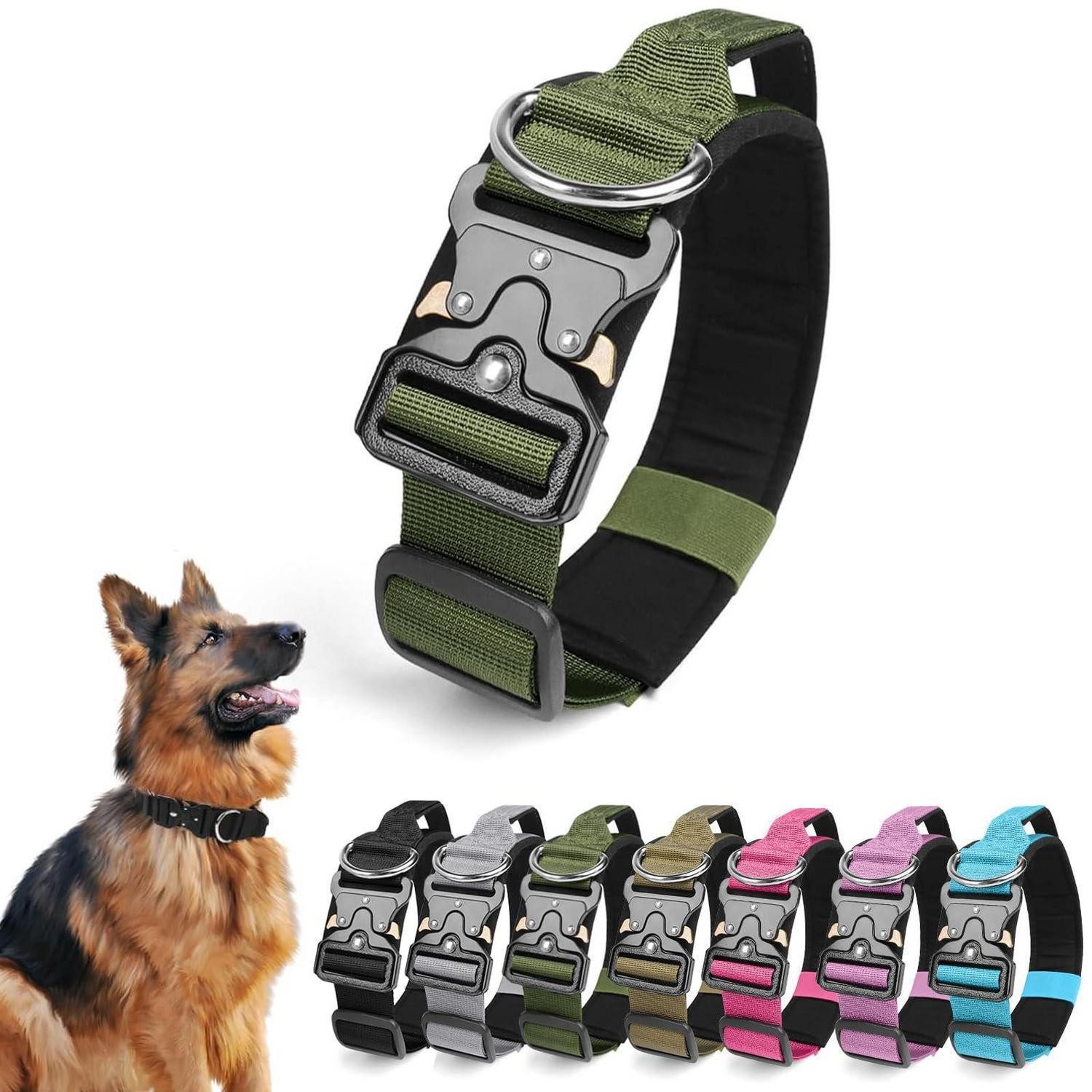 LuxusKollektion Hunde-Halsband Taktisches Hundehalsband mit Griff XL Armeegrün