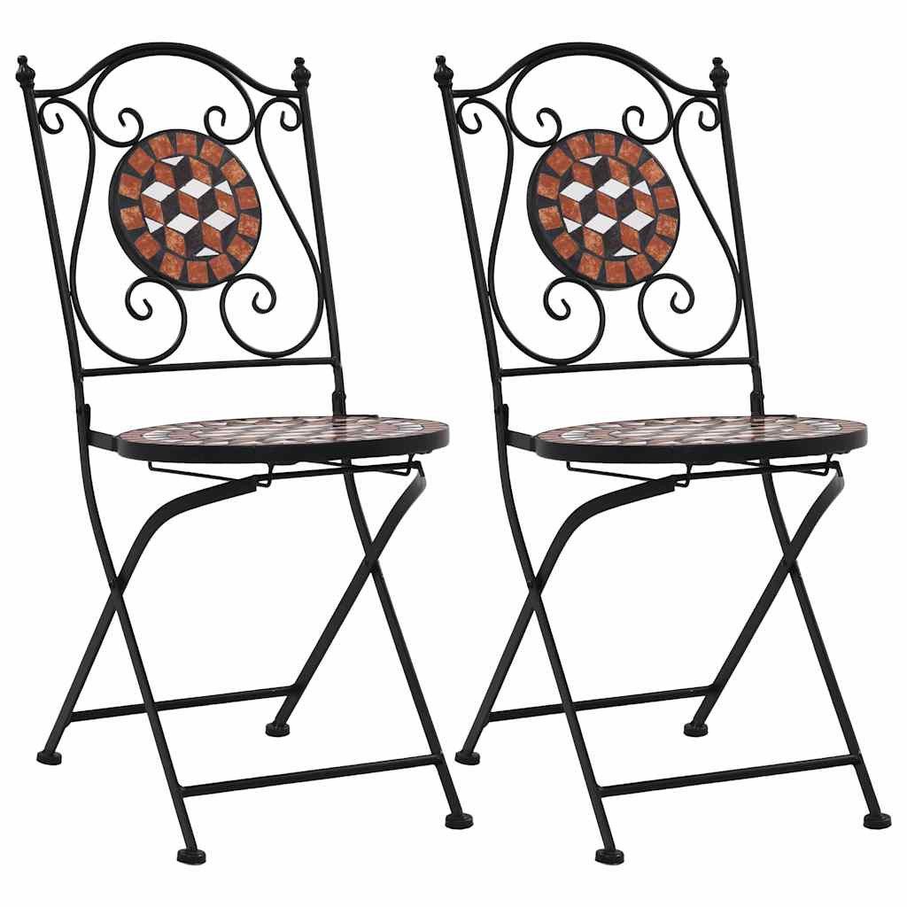 furnicato Gartenstuhl Gartenstühle Set 37x44x87 cm Braun, Schwarz und Creme mit (2 St), Wetterbeständige Sitzgruppe mit pflegeleichter, wasserdichter Fläche