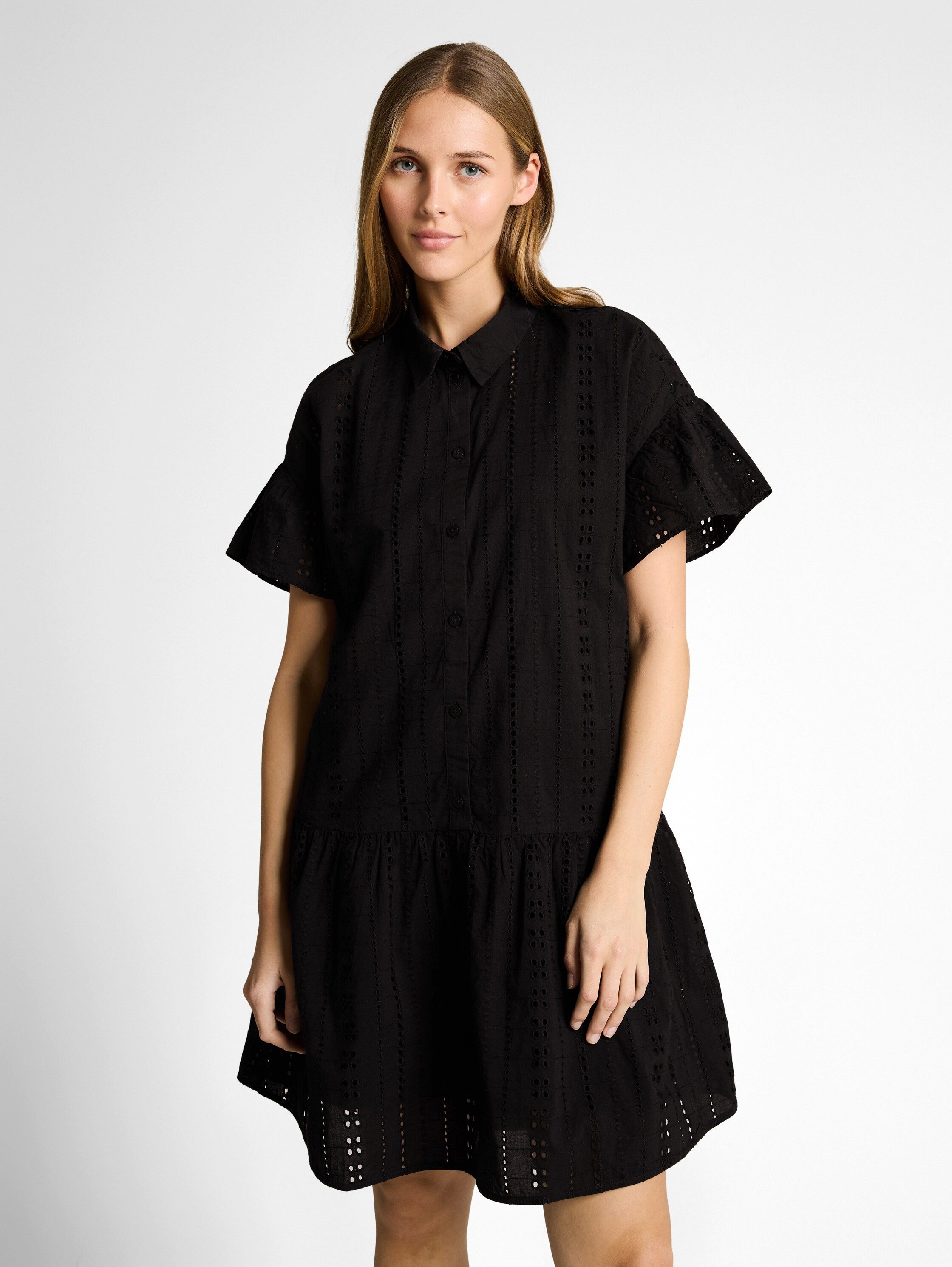 TOM TAILOR Denim Hemdblusenkleid Sommerkleid mit Häkel-Details