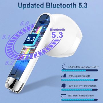 Wasart Bluetooth 5.3 mit 40H Tiefer Bass, 2024 Neue Kabellose In-Ear-Kopfhörer (Flexibler Dualmodus für individuellen Hörgenuss, jederzeit und überall verfügbar, mit ENC Noise Cancelling Mic, IP7 Wasserdicht Earbuds Ohrhörer, USB-C)