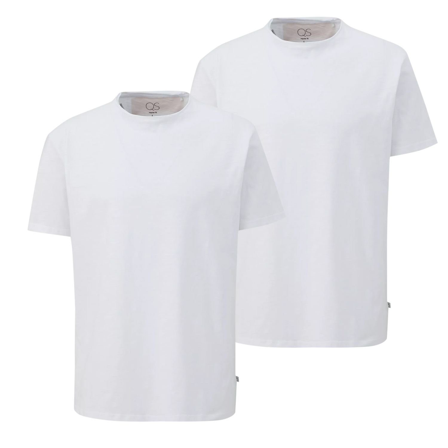 QS T-Shirt Basic Shirt (2-tlg) Rundhals, Rollsaum