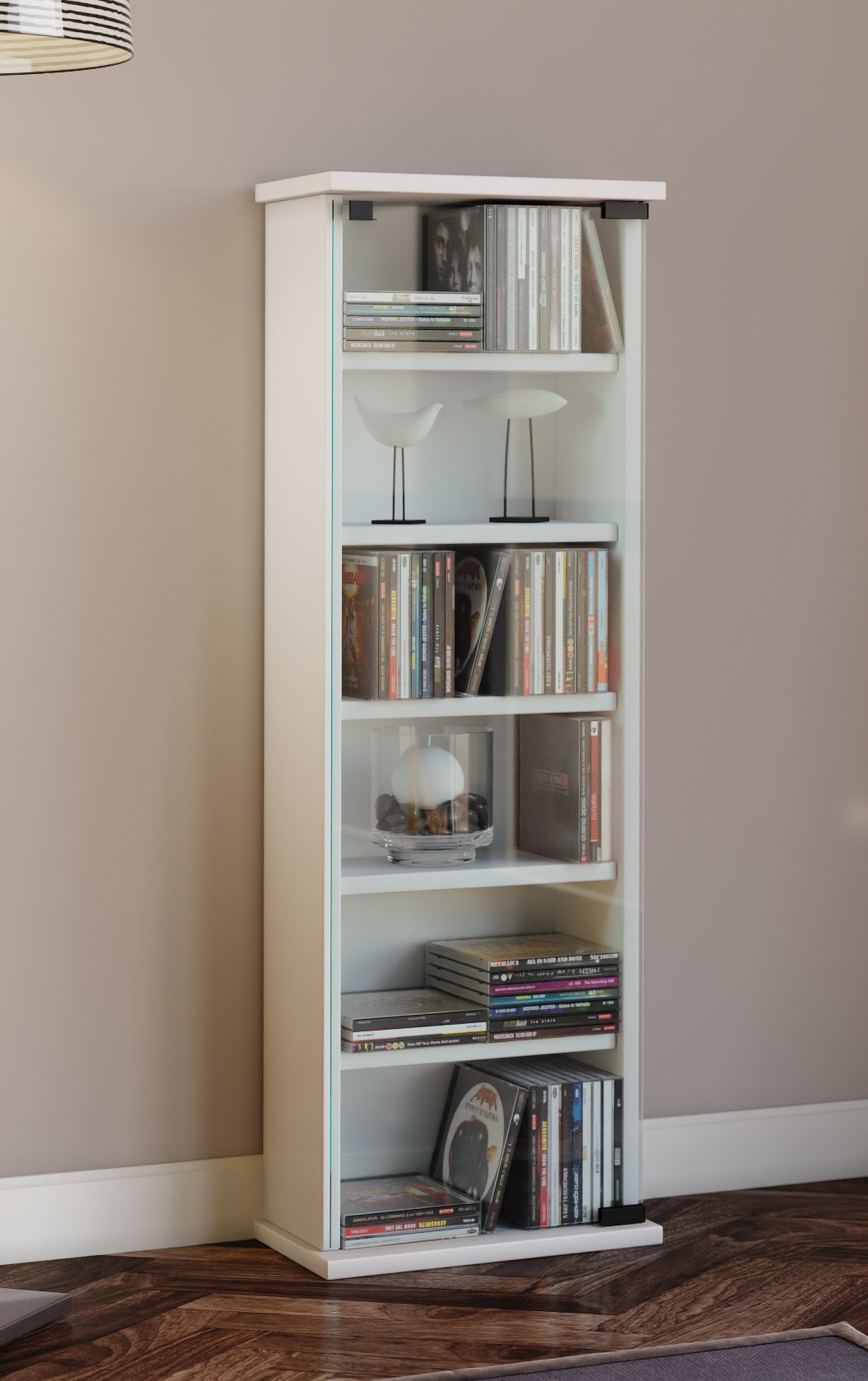 VCM CD-Regal Holz CD DVD Stand Regal Schrank Vetro Glastür günstig online kaufen