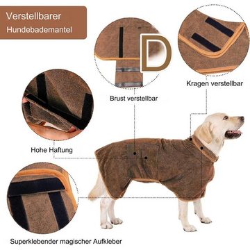 FIDDY Hundemantel Hundebademantel aus Mikrofaser, Pfotentuch, Hundehandtuch, mit verstellbarem Riemen, Hundebademantelmantel