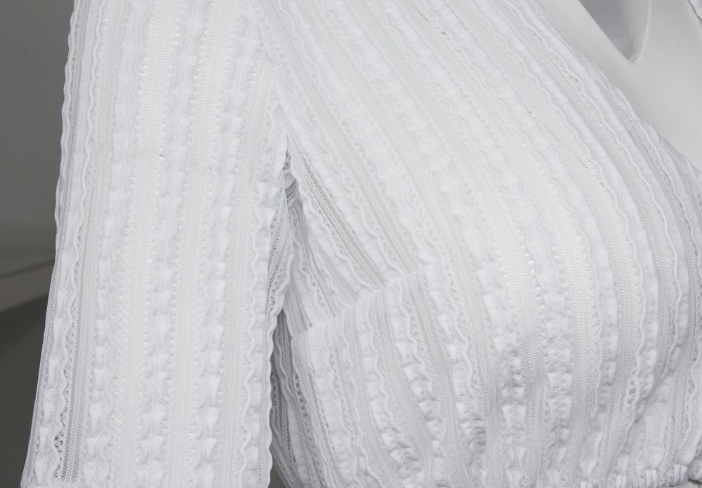 Pierre Marcel Die Bluse Dirndlbluse für Damen Halbarm Spitzenbluse "Liora" mit Stehkragen - Weiß