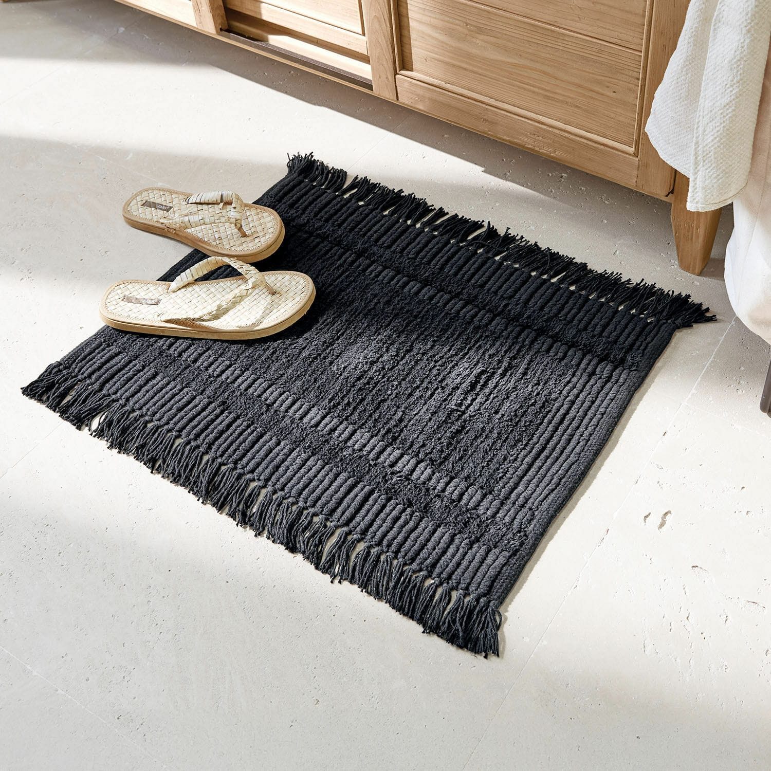 Mirabeau Badematte Badematte Nexilo schwarz, Höhe 400 mm, 100% Baumwolle