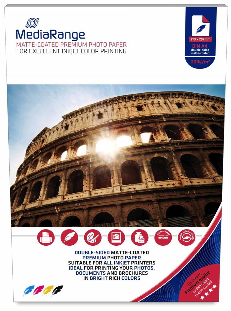 Mediarange Fotopapier 50 Mediarange Blatt Fotopapier DIN A4 matt beidseitig dual 200 g/m²
