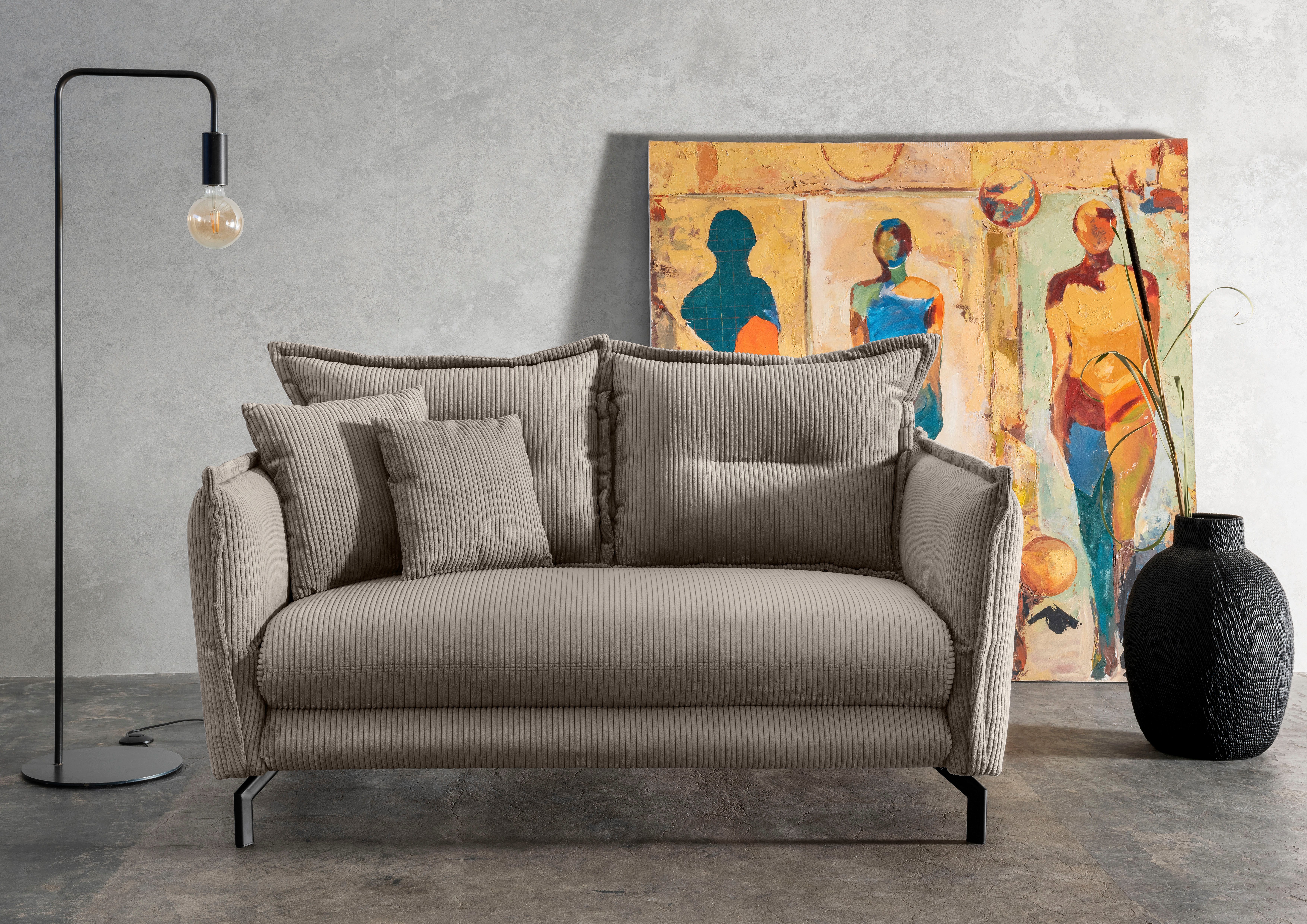 Home affaire Sitzgruppe Lazio modern und bequem, schmale Armlehnen, tolle Detailverarbeitung, (2-tlg., 3-Sitzer und 2-Sitzer), zwei verschiedene Fußfarben wählbar