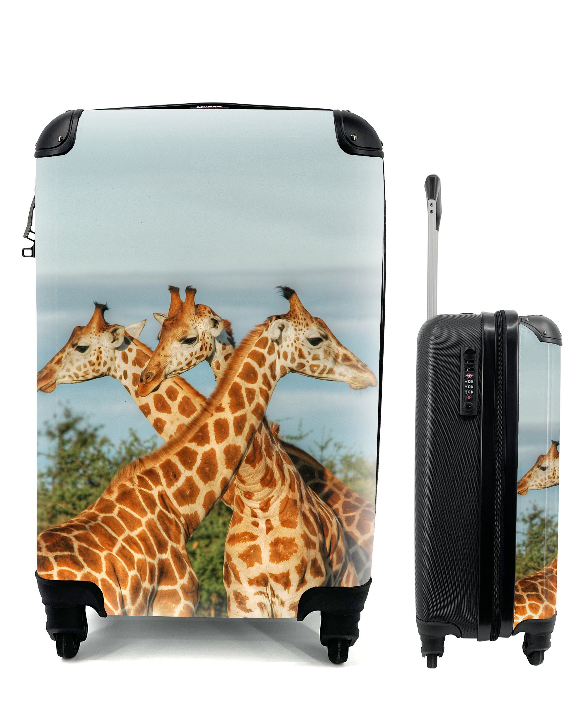 MuchoWow Handgepäckkoffer Giraffen Reisetasche Trolley, - rollen, Reisekoffer Ferien, - 4 Tiere, für Luft mit Rollen, Handgepäck