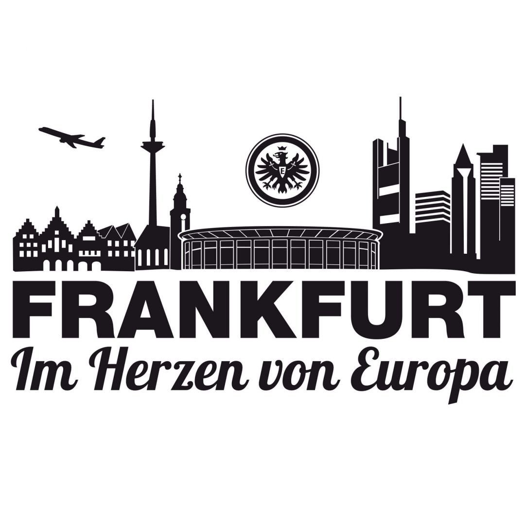 Eintracht Frankfurt Wandtattoo Fußball Wandtattoo Eintracht Frankfurt Logo  Skyline im Herzen von Europa, Wandbild selbstklebend, entfernbar