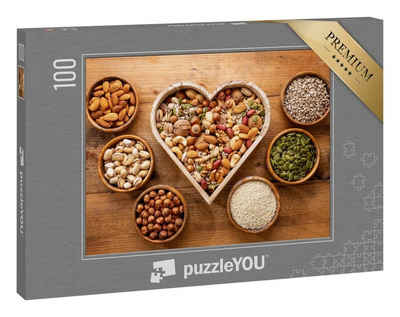 puzzleYOU Puzzle »Herzförmige Schachtel mit Nussmischung«, 100 Puzzleteile, puzzleYOU-Kollektionen Nüsse