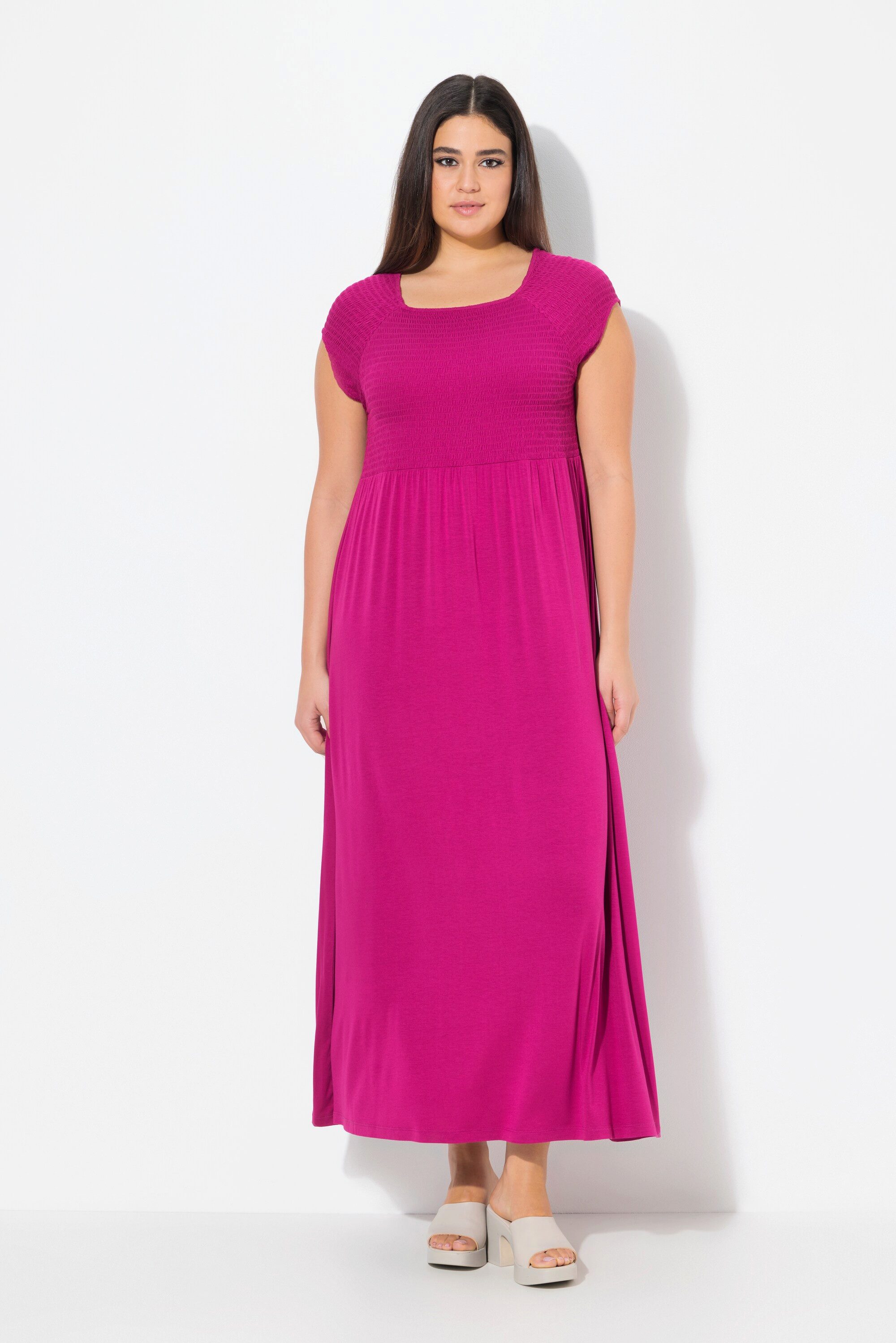 Ulla Popken Maxikleid Kleid A-Linie gesmokt günstig online kaufen