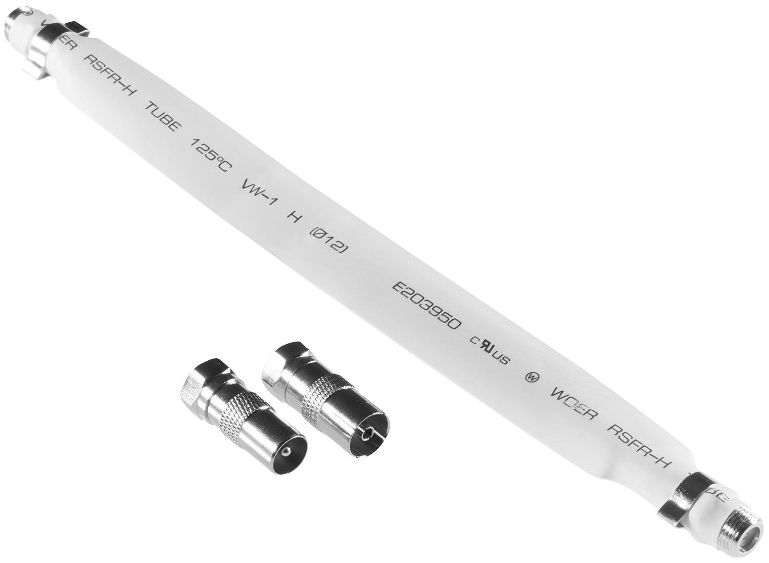 Poppstar SAT Fensterdurchführung SAT Kabel flach SAT-Kabel, (21.5 cm), 21,5cm Durchführung 2mm ultra-flach, Kupplungen 2x F-Stecker, weiß