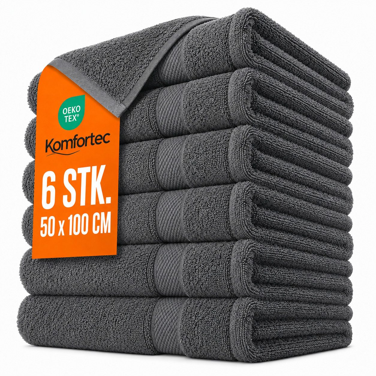 Komfortec Handtuch Set 50x100 cm, 100% Baumwolle, 470 g/m², Frottee (6-St), Badetücher 50x100 cm Set, Weich