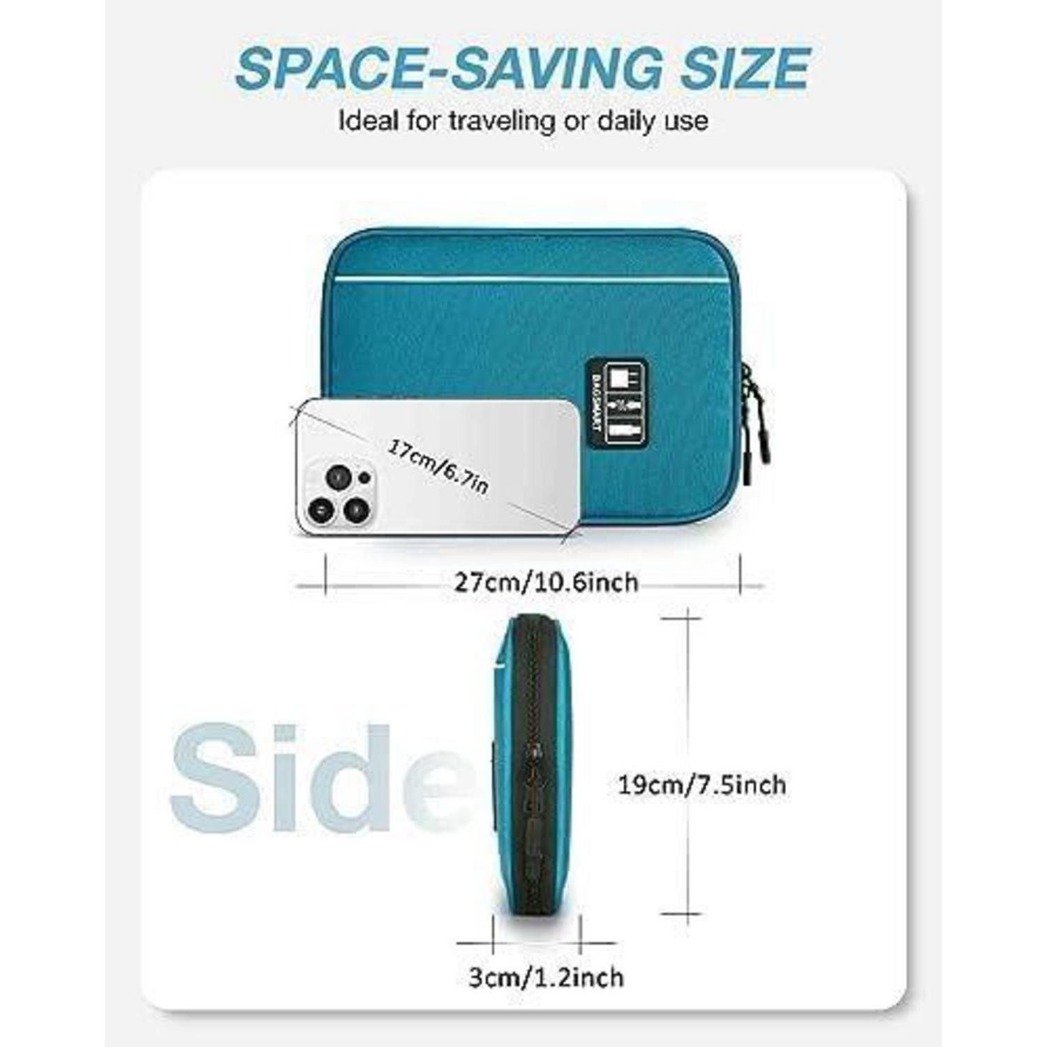 LuxusKollektion Taschenorganizer Elektronische Tasche für Reise mit USB Sticks und SD Karten, Blau