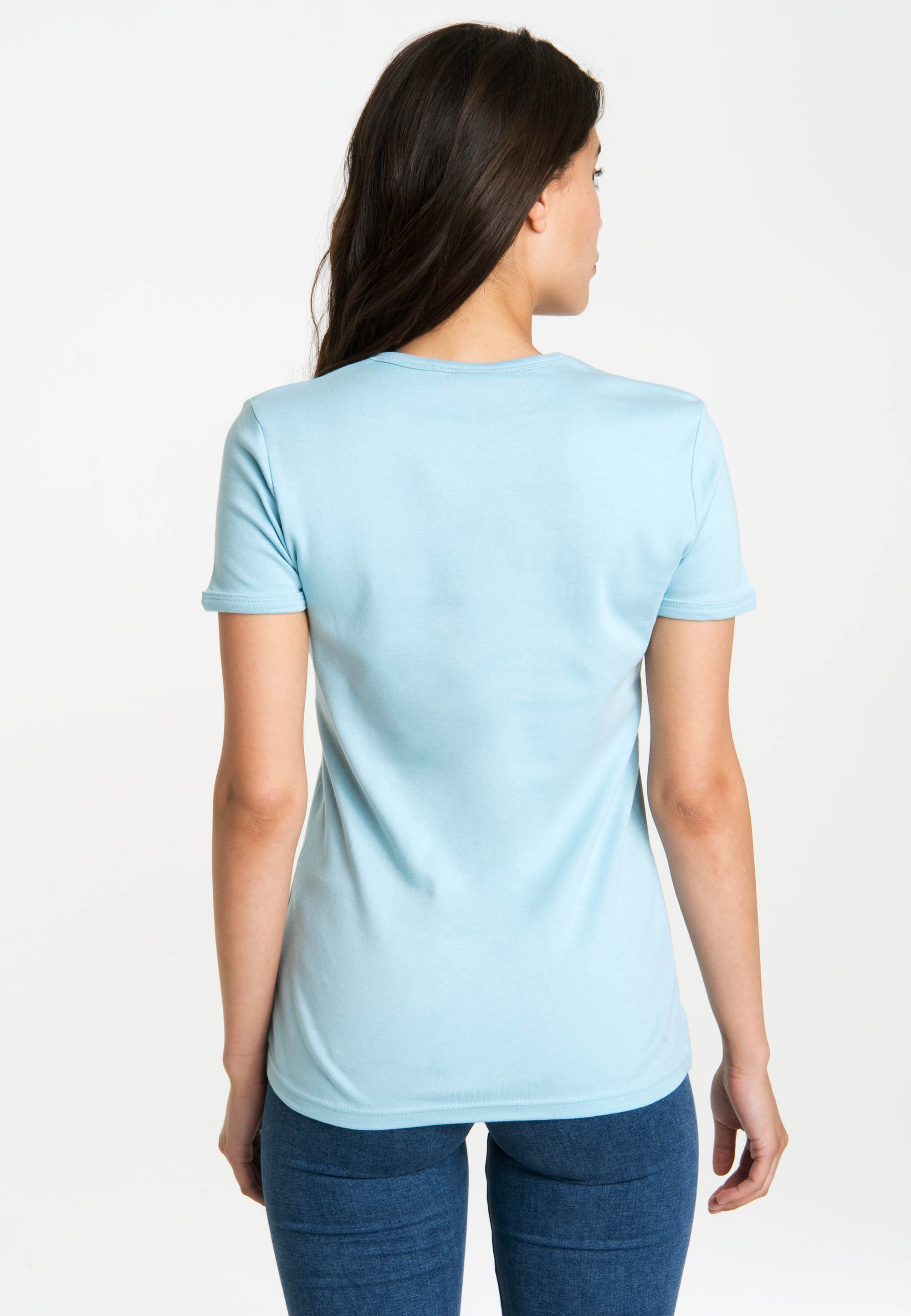 LOGOSHIRT T-Shirt – lizenziertem Stars hellblau Originaldesign Woman mit Wonder