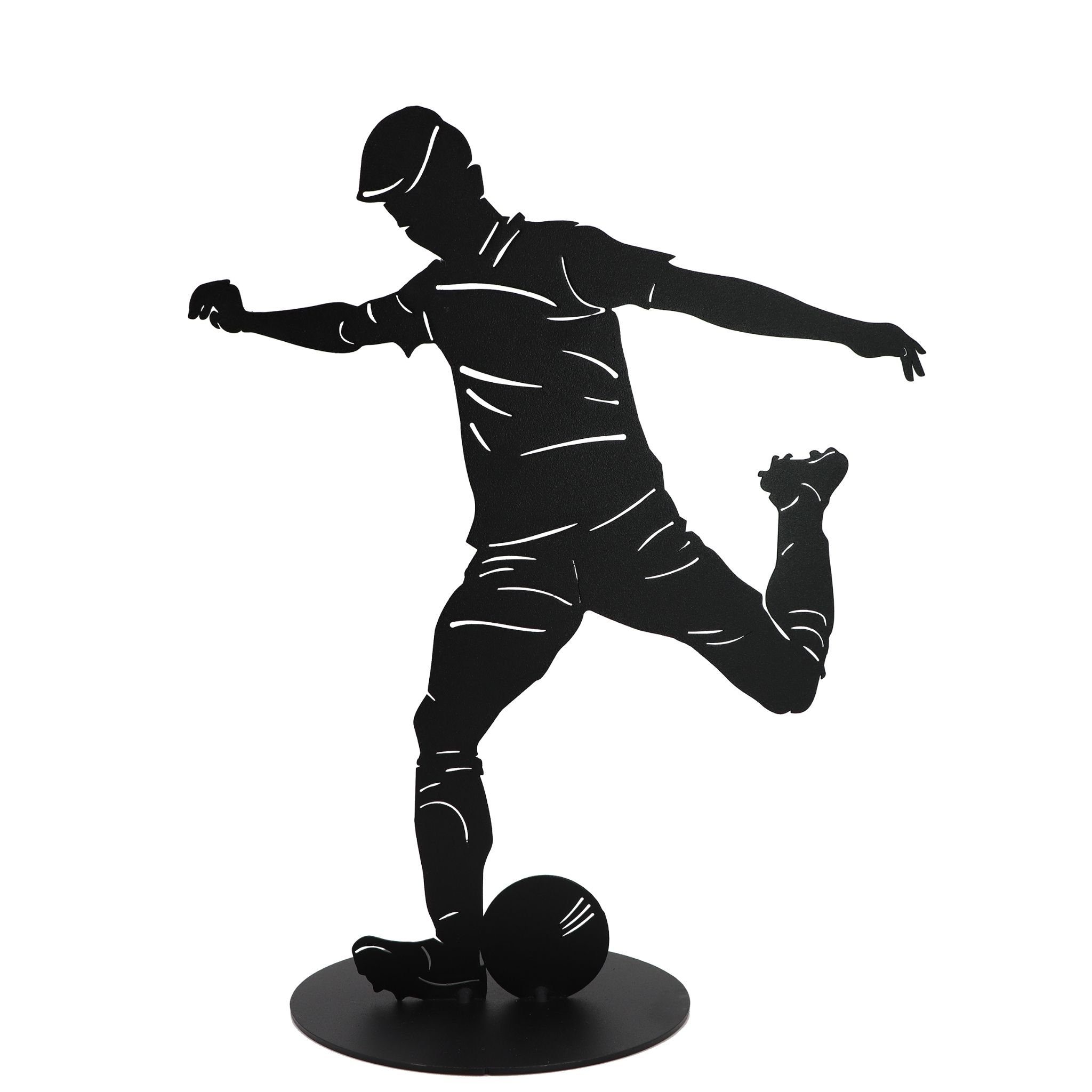 Rostikal Gartenfigur Fußball Dekofigur 40 cm Fußballspieler, Wahlweise in schwarz oder rostig