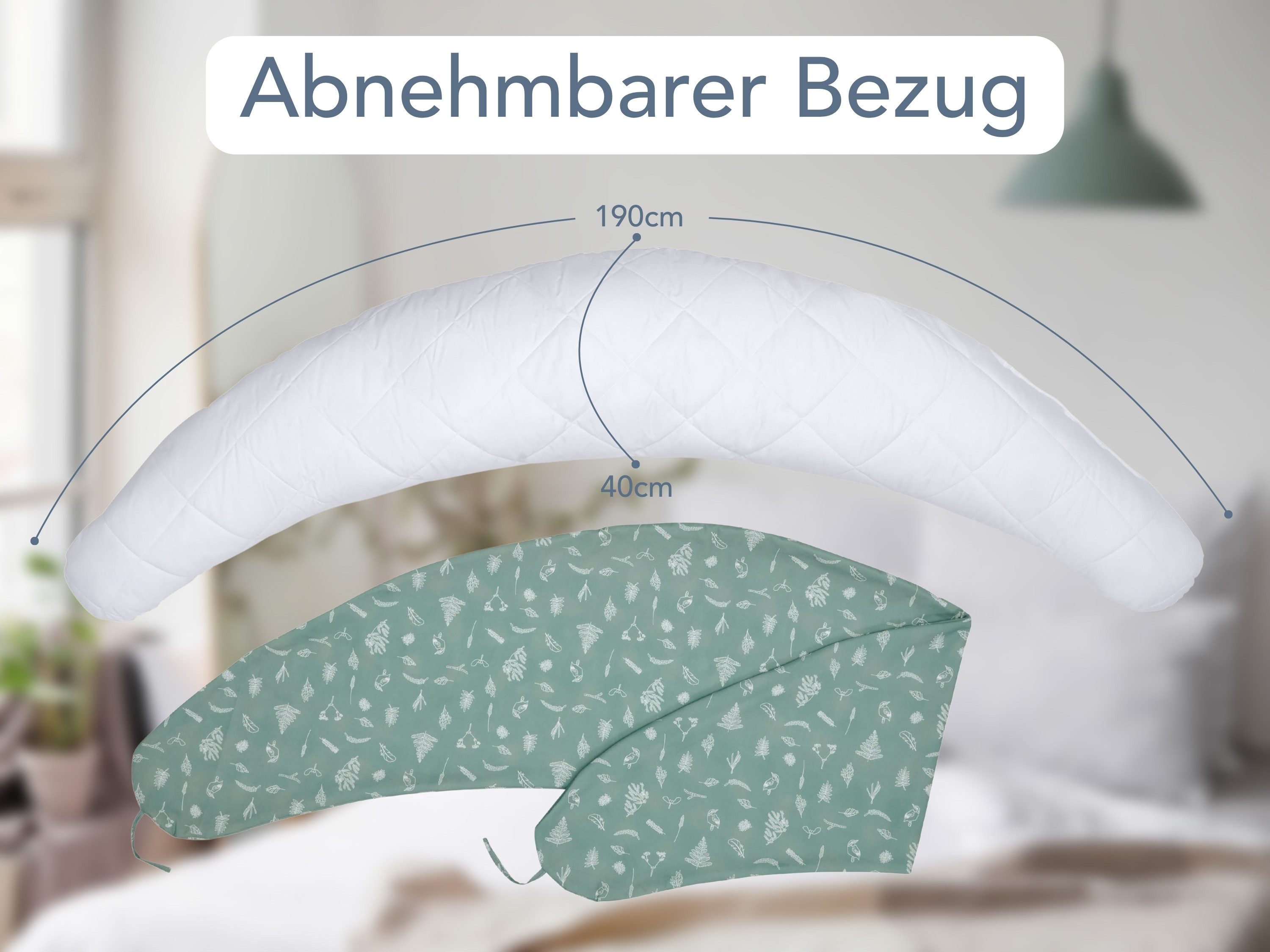 XDREAM Stillkissen Schwangerschaftskissen, Lagerungskissen, mit weichem Microfaserbezug, 1-tlg., XXL Stillkissen, Seitenschläferkissen mit Bändern zum Knoten, 1 – Bild 2 von 5