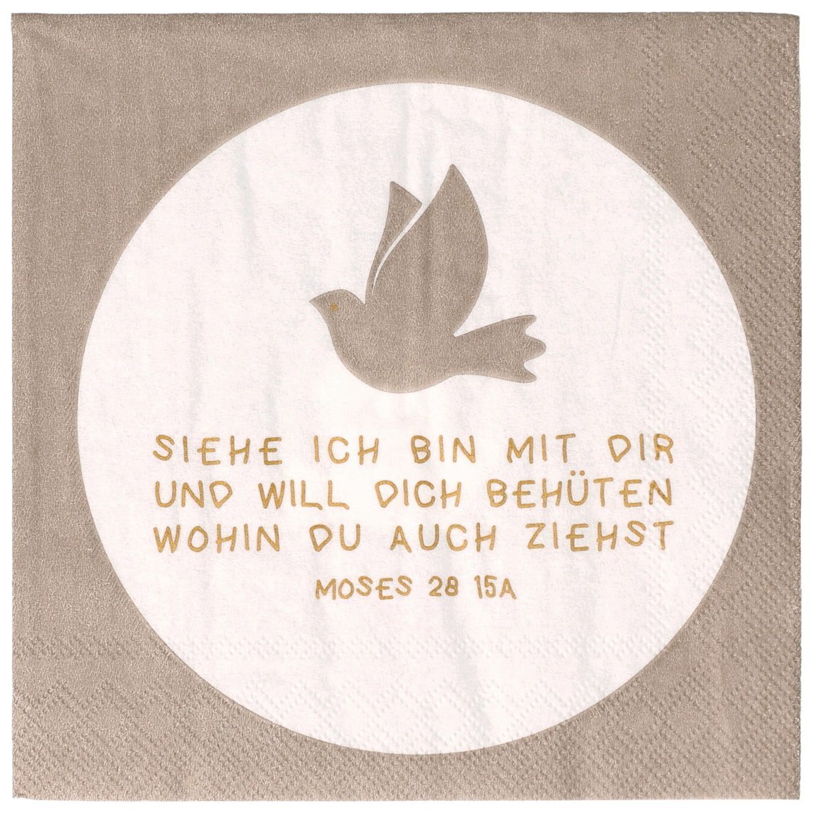 Räder Design Papierserviette Cocktailserviette "Siehe in bin mit dir..." mit Taube - 25x25cm von rä