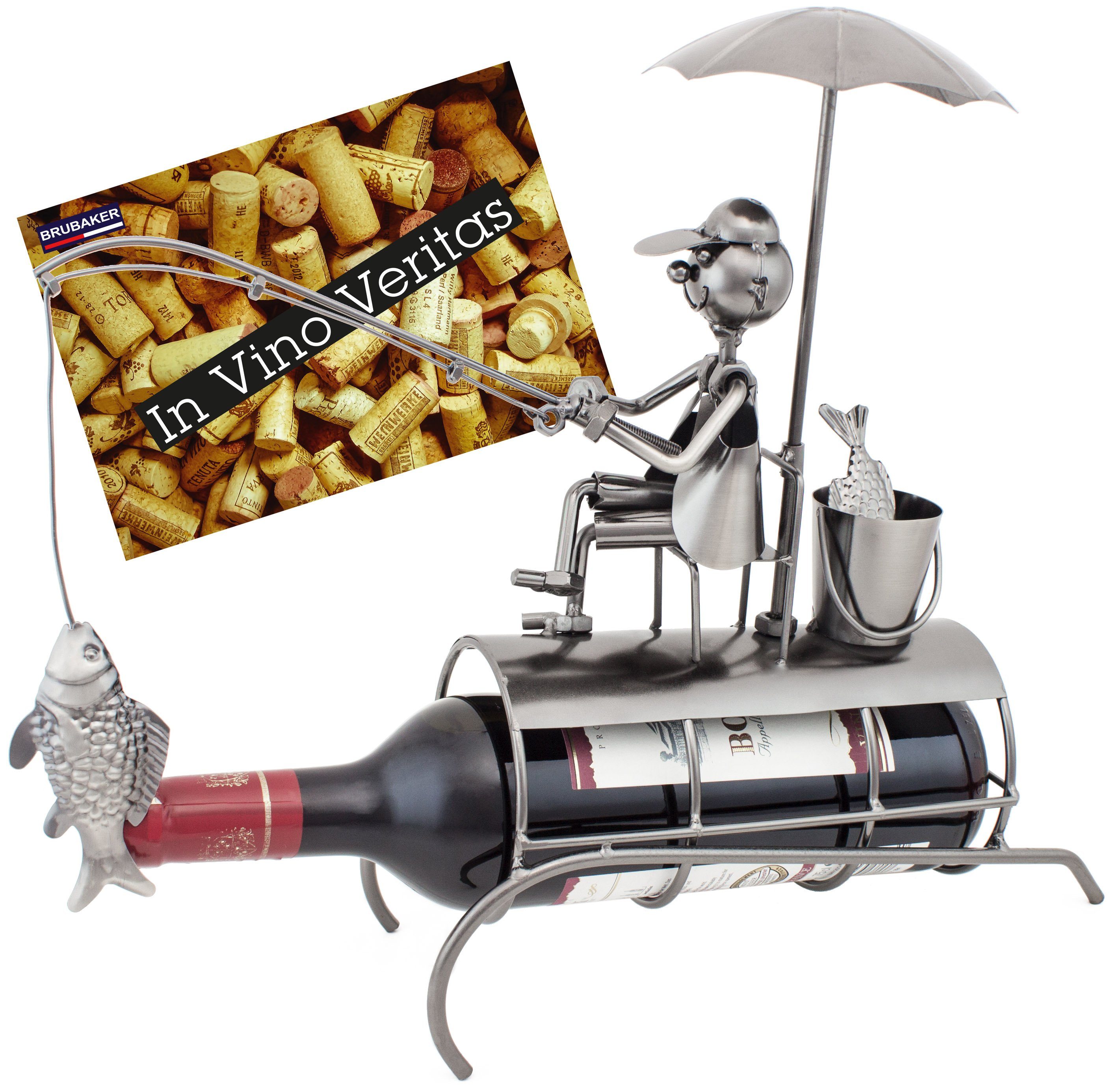BRUBAKER Weinflaschenhalter Angler mit Sonnenschirm Flaschenhalter, (inklus günstig online kaufen