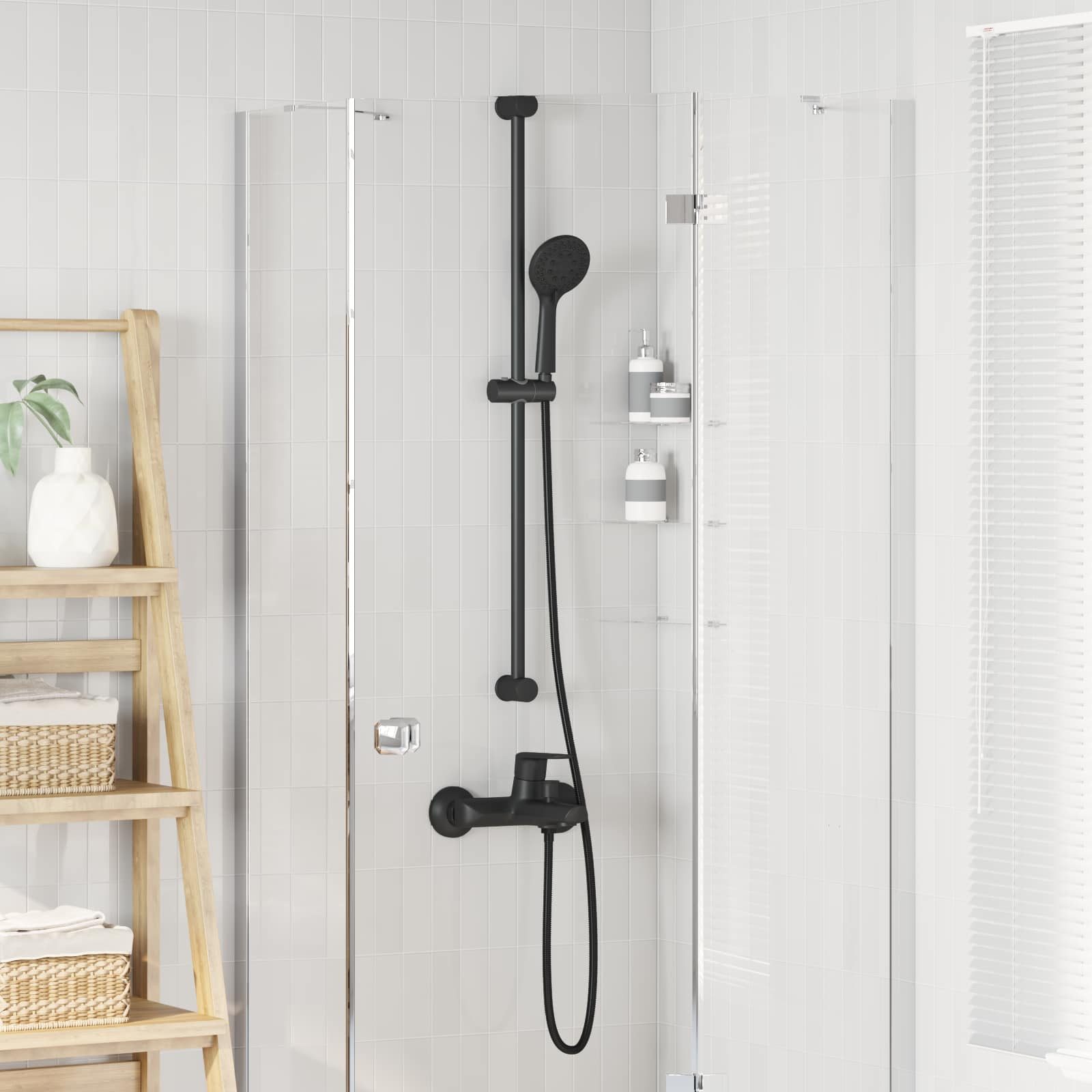 vidaXL Brauseschlauch Duschsystem-Set Schwarz 100 cm Edelstahl, (1 St)