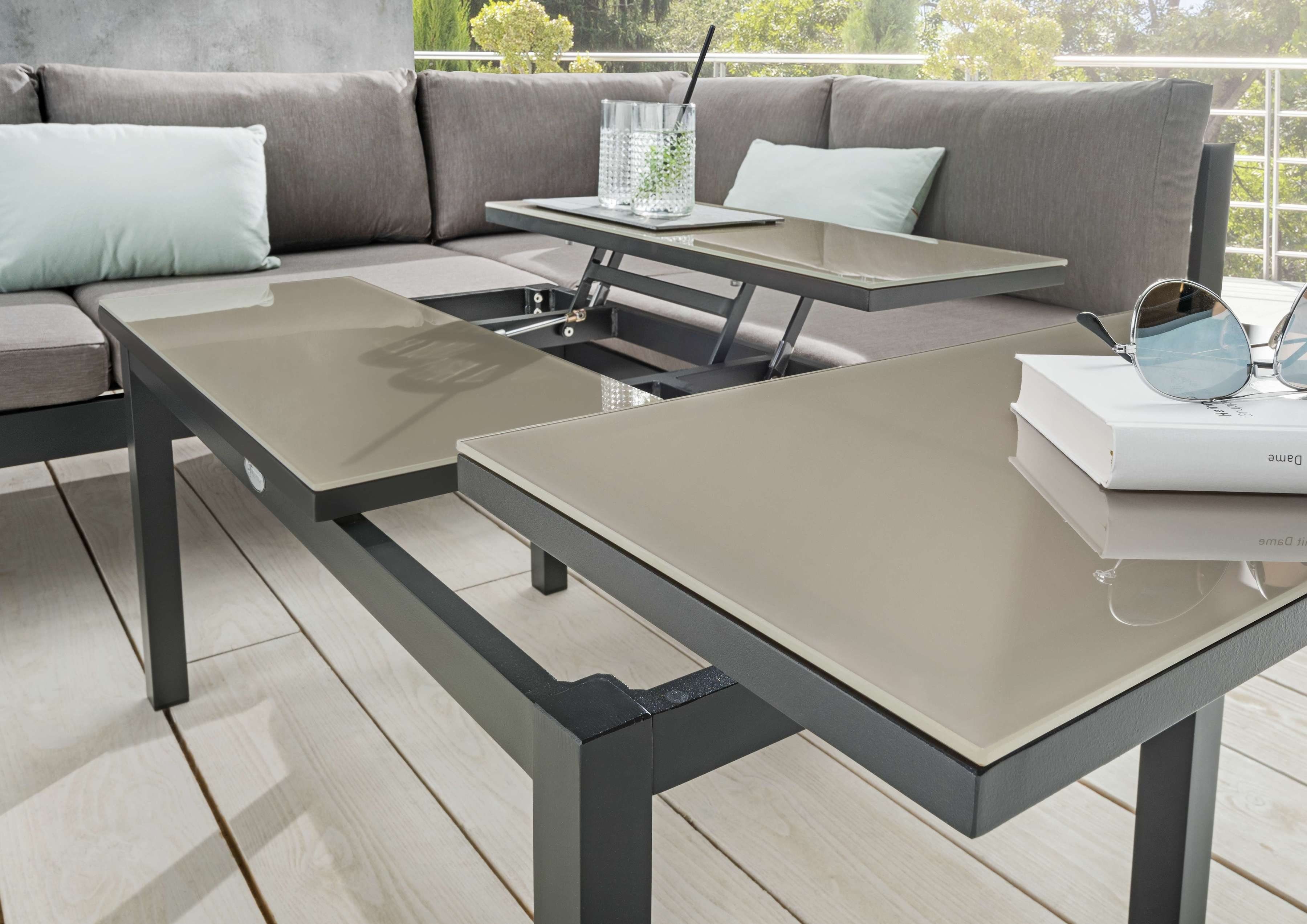 Destiny Gartenlounge-Set ARENAL, (15-tlg., 2x Schenkel, 1x Tisch, 1x Beistelltisch, 1x Hocker, inkl. Auflagen), Aluminium