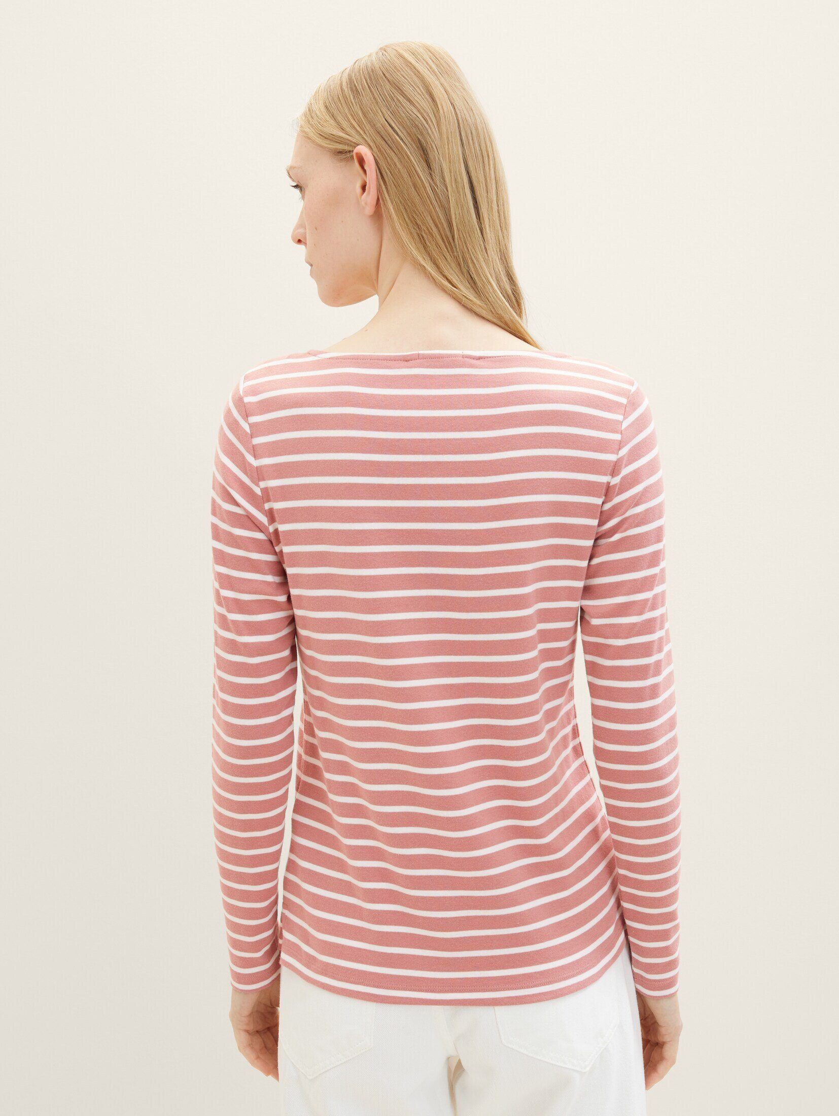 TOM TAILOR T-Shirt Langarmshirt Streifenmuster offwhite mit rose stripe