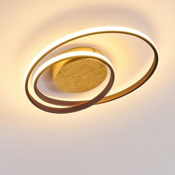 hofstein Deckenleuchte »Apagni« moderne Deckenlampe aus Metall in Gold m. 2 Ringen, 3000 Kelvin, 22 Watt, 2200 Lumen, dimmbar über Lichtschalter