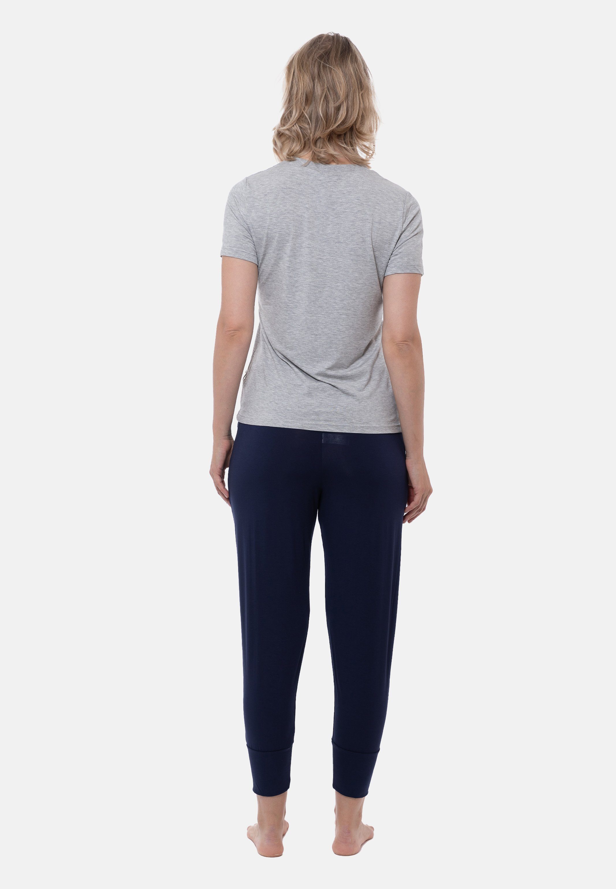 / True Yoga-Hose Sleepy - und & im Mey (Set, 2 tlg) Set blue Lounge Schlafanzug 7/8 Easy melange Grey Pyjama T-Shirt