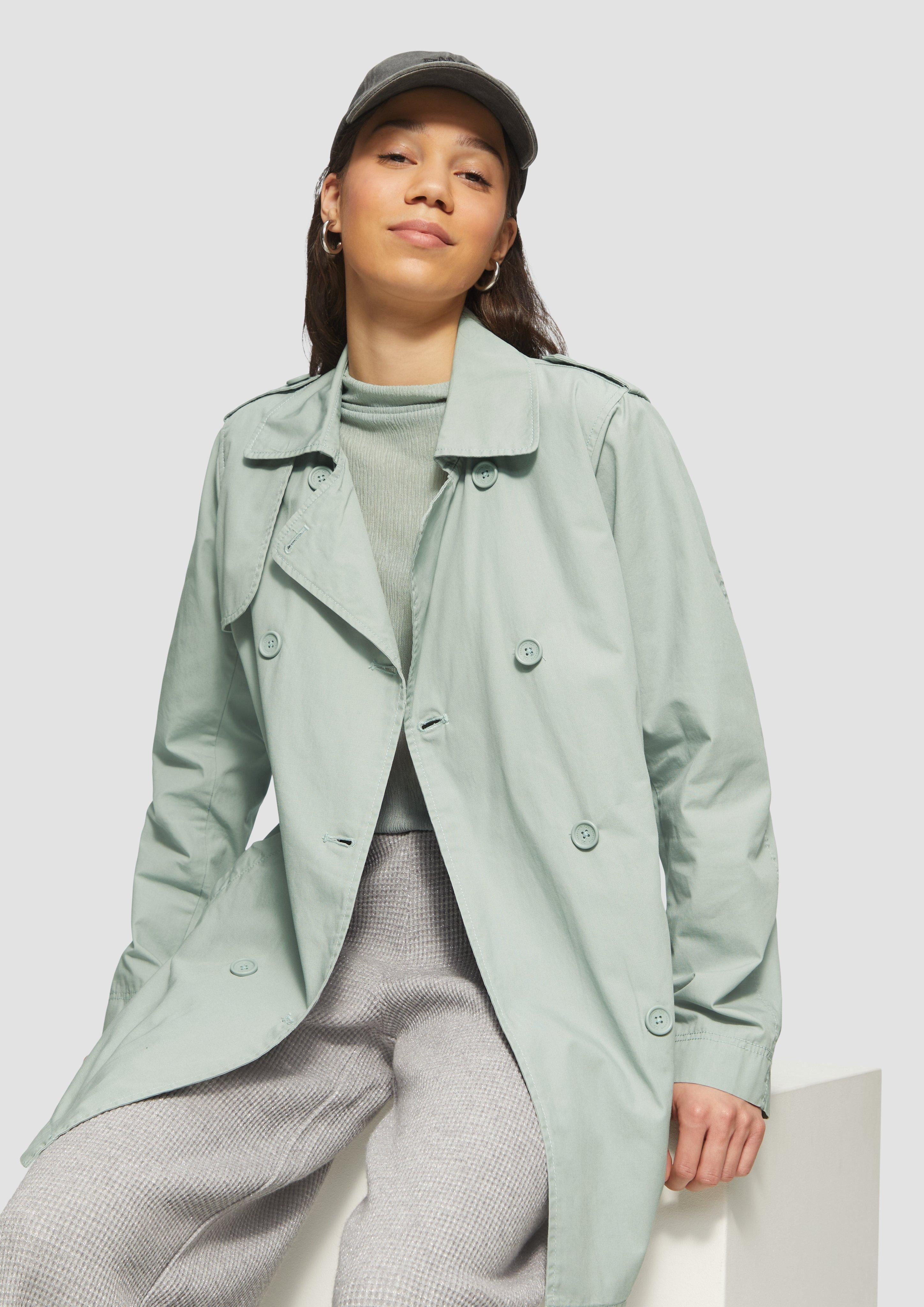 QS Outdoorjacke Kurzer Trenchcoat aus Baumwolle günstig online kaufen