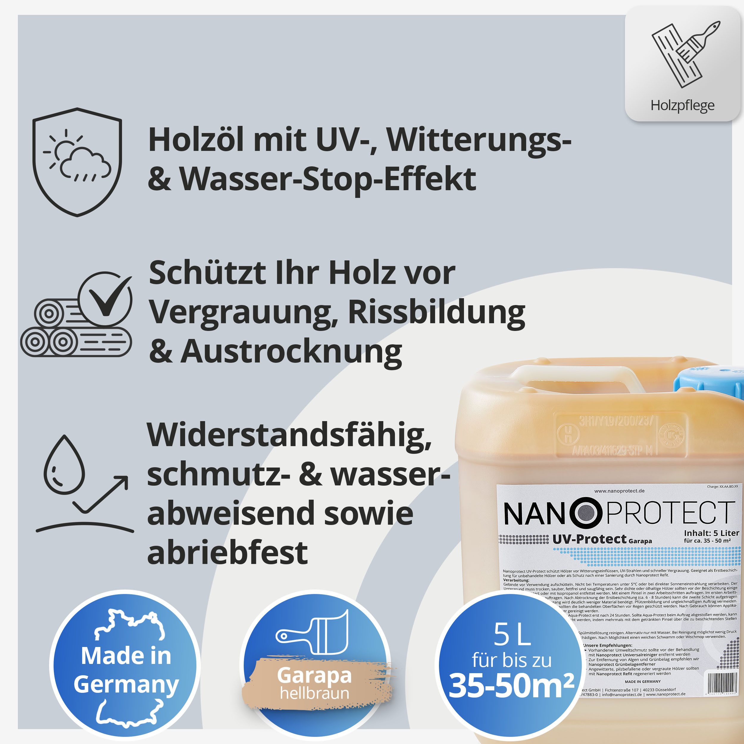 Nanoprotect Holzöl UV-Protect Garapa (hellbraun)