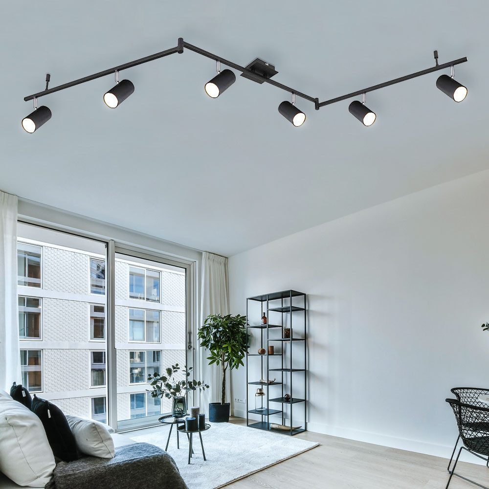 GLOBO LIGHTING LED Deckenleuchte, Leuchtmittel inklusive, Warmweiß, Deckenstrahler 6 flammig Spotleiste Fernbedienung Deckenleuchte