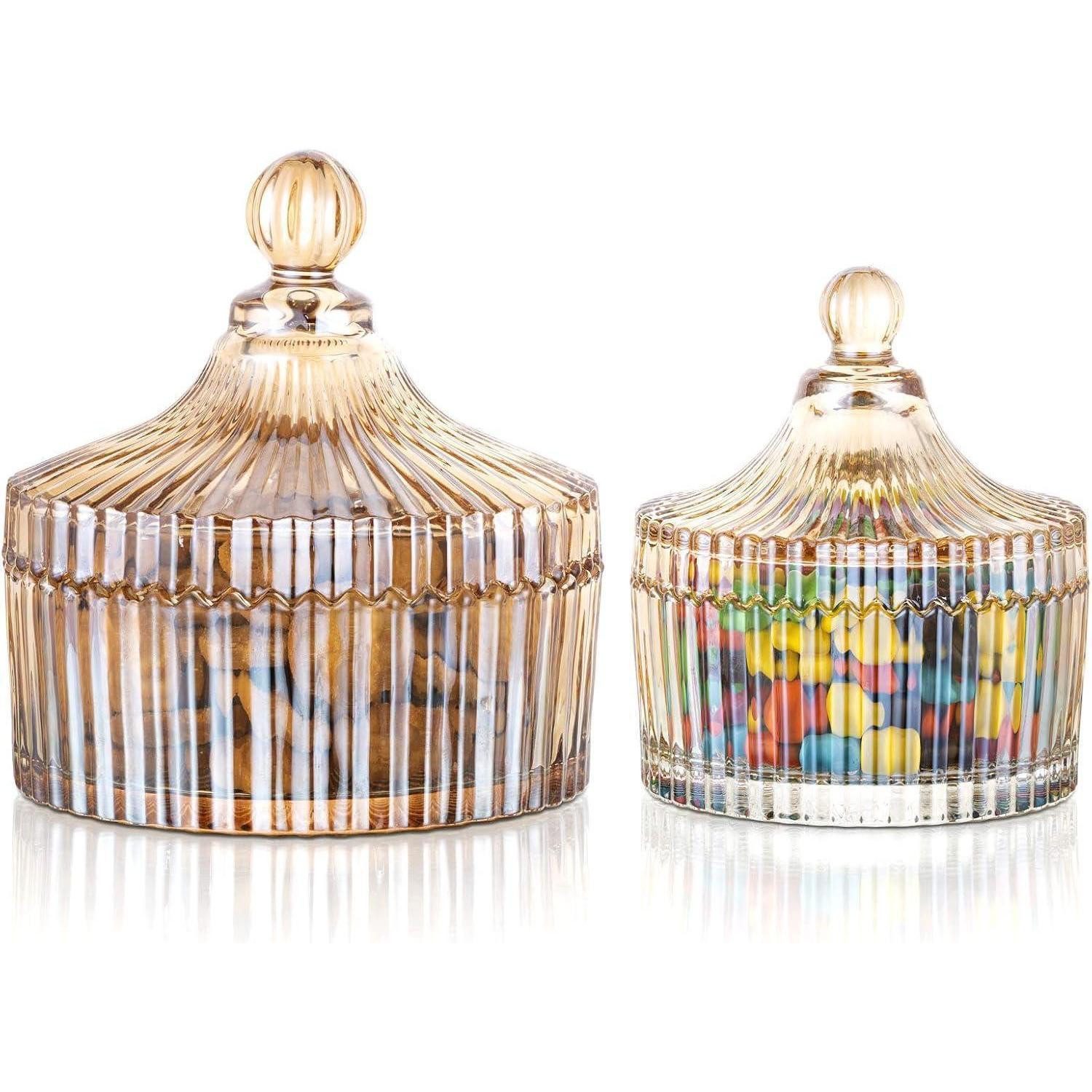 LuxusKollektion Vorratsglas Süße Gläser mit Deckel Vintage Glasgefäße Vorratsgläser 250ML+650ML, Glas