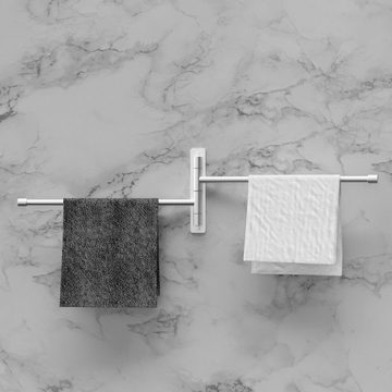 Intirilife Handtuchhalter, Handtuchhalter mit zwei Armen in Silber - Handtuchstangen