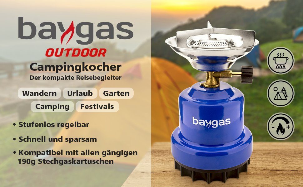 baygas Gaskocher Baygas Camping/Outdoor Campingkocher,Metallkörper für Blau,1- Flammig