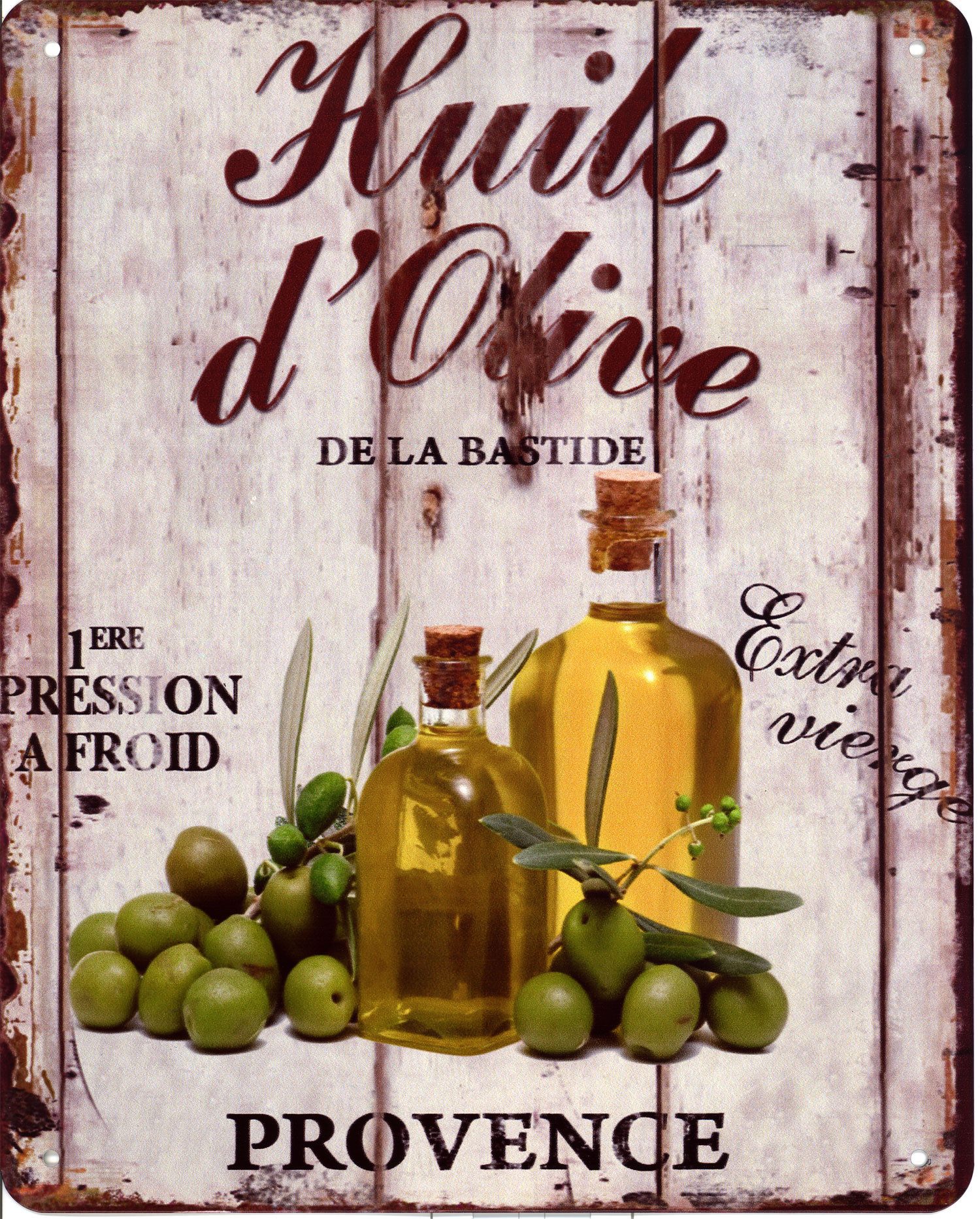 Metallschild Blechschild Huile d´Olive