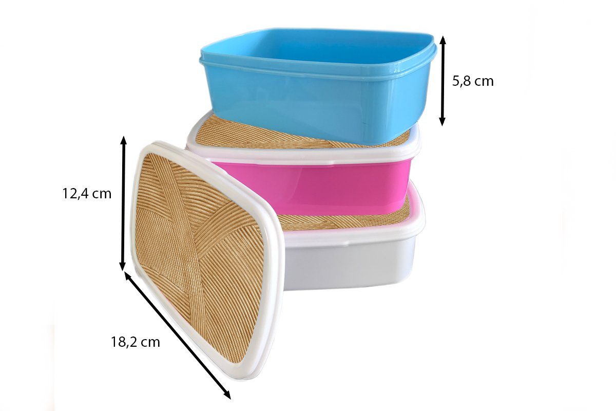 MuchoWow Lunchbox Struktur (2-tlg), Kinder Kunststoff, für weiß und Kunst Erwachsene, Mädchen - Rattan, Brotbox - Natur Brotdose, Jungs - und für