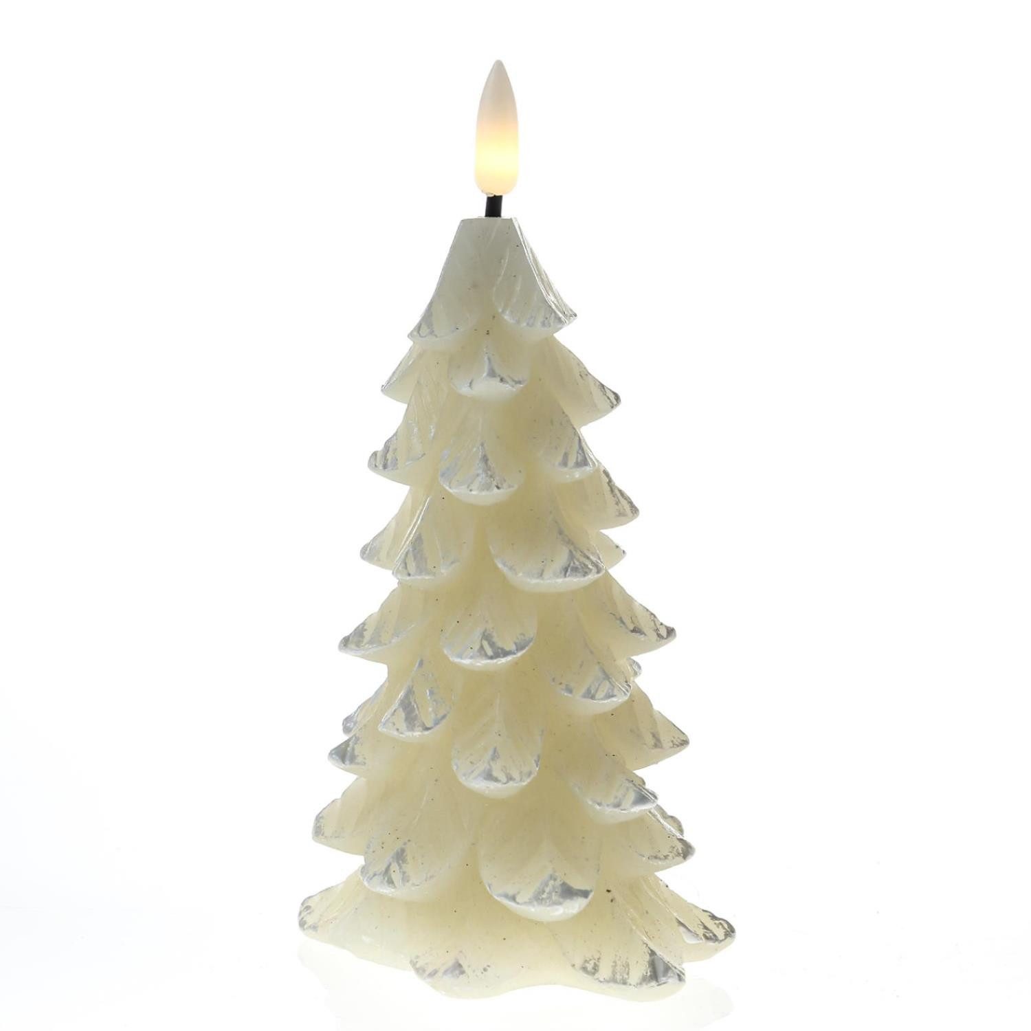 MARELIDA LED-Kerze Tannenbaum Weihnachtsbaum Baumform Echtwachs H: 16cm Timer creme (1-tlg), LED-Teelicht, elektrische Kerze