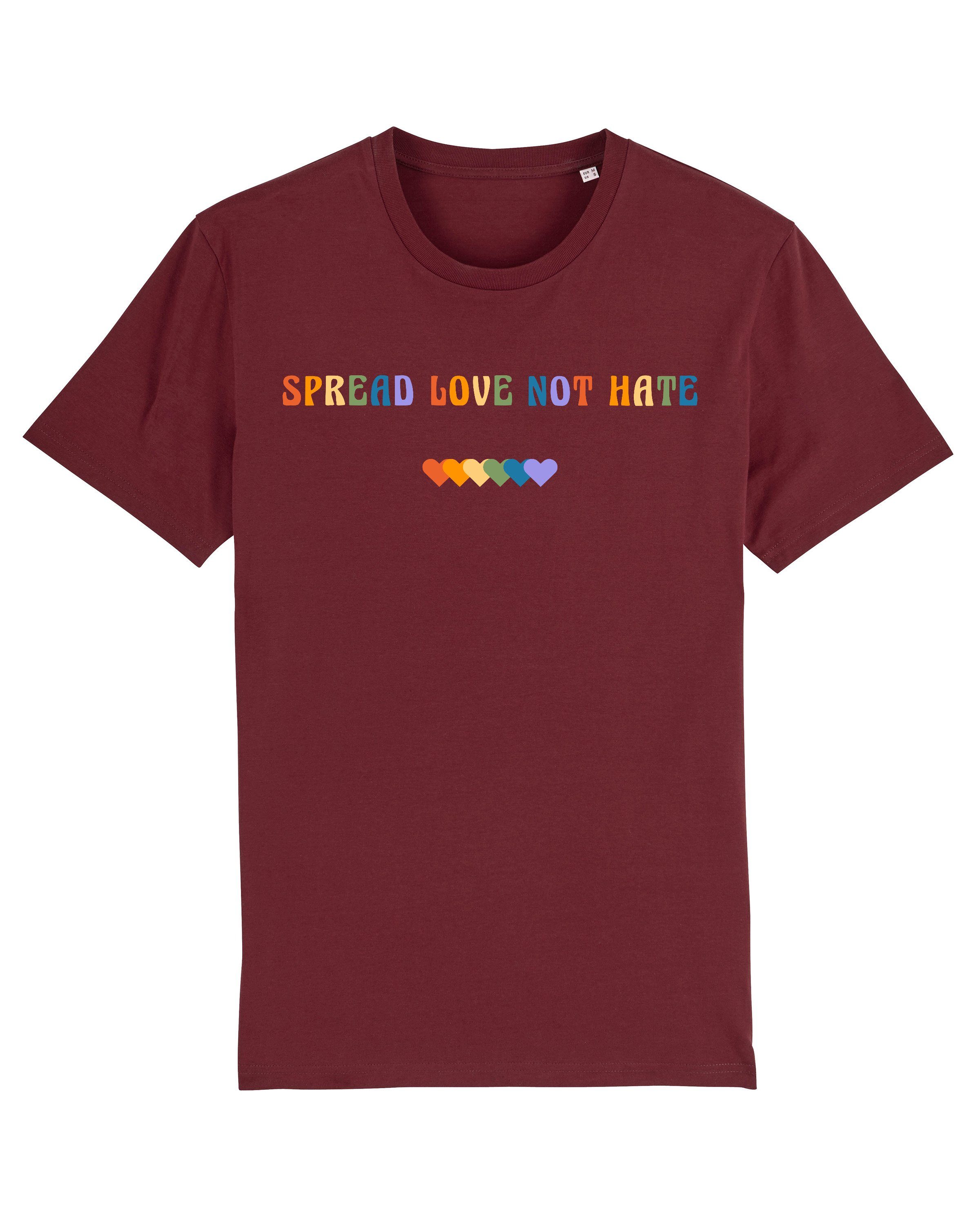 wat? Apparel Print-Shirt Spread Love not Hate (1-tlg) weinrot