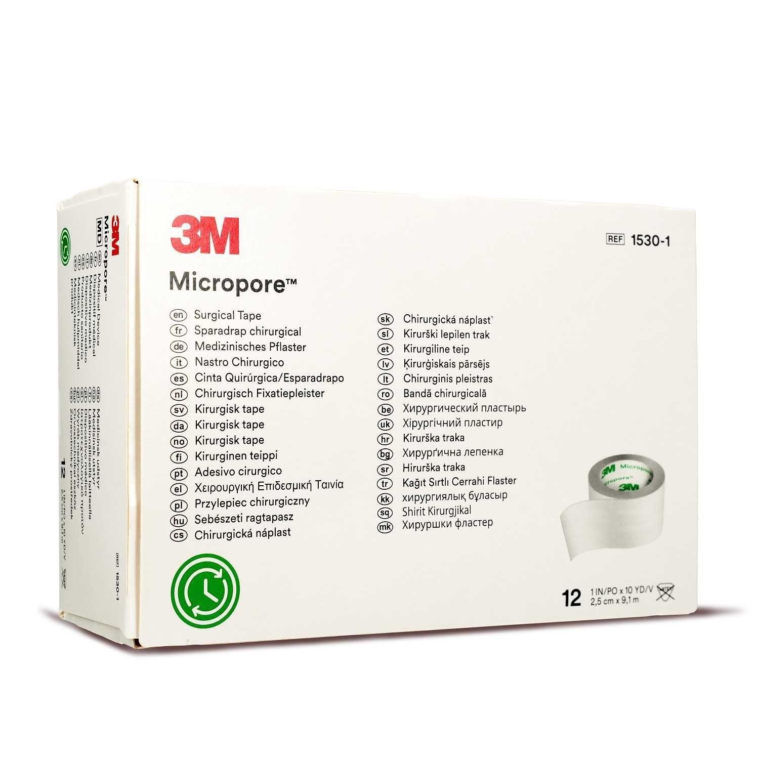 3M Deuschland GmbH Fixierpflaster MICROPORE Vliespfl.2,5 cmx9,1 m weiß 1530-1, 12 Stück