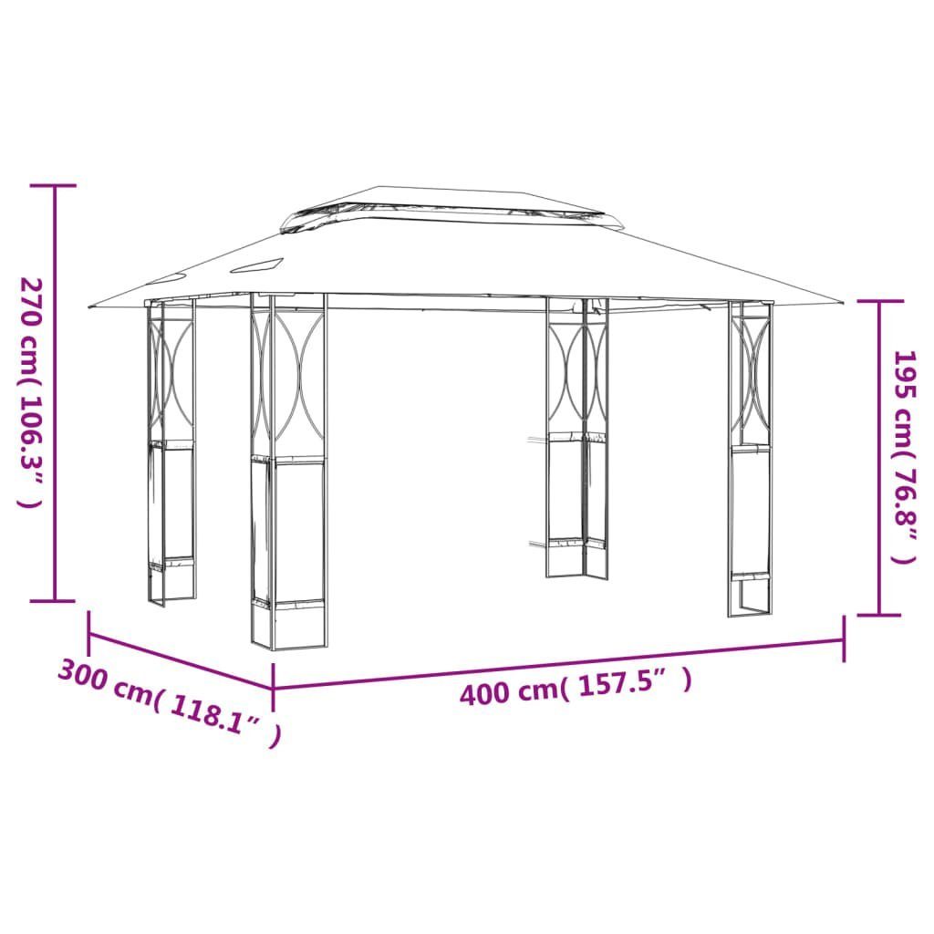 Anthrazit vidaXL Partyzelt Pavillon Dach mit 400x300x270 cm Stahl