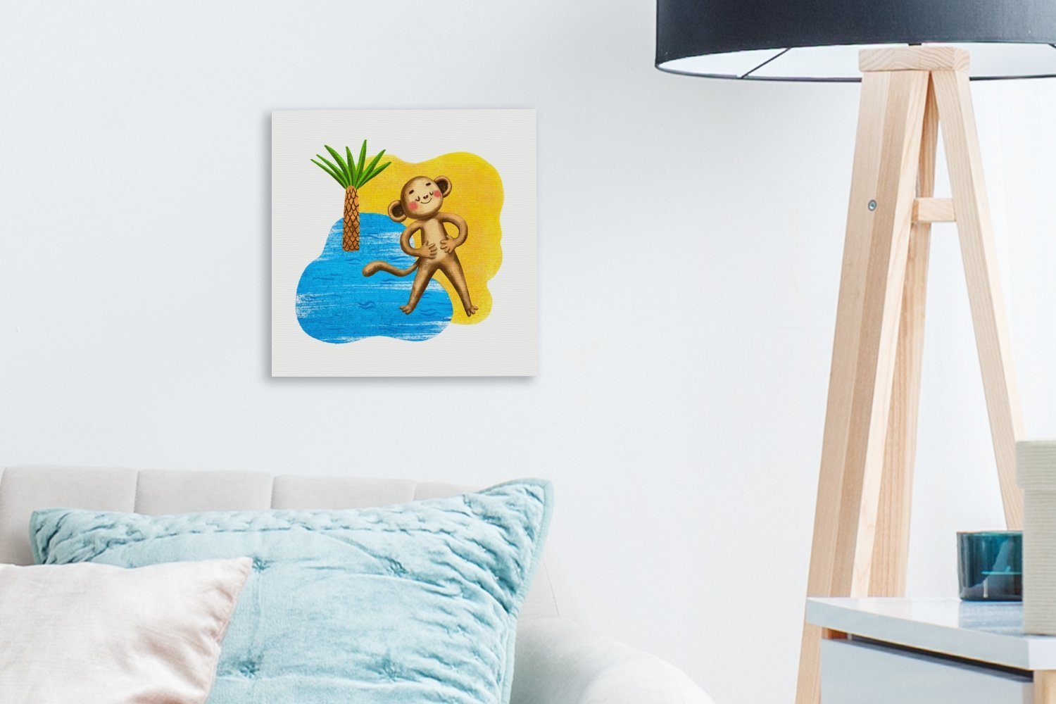 Schlafzimmer Bilder - Affe St), Leinwand Meer, - Leinwandbild Palme für OneMillionCanvasses® (1 Wohnzimmer