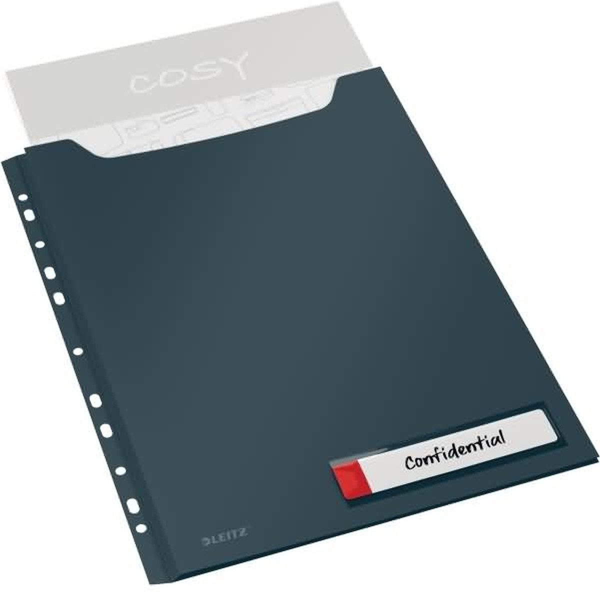 LEITZ Prospekthülle Prospekthülle Cosy A4 Maxi PP einklappbarer Lochrand VE=3 Stück grau