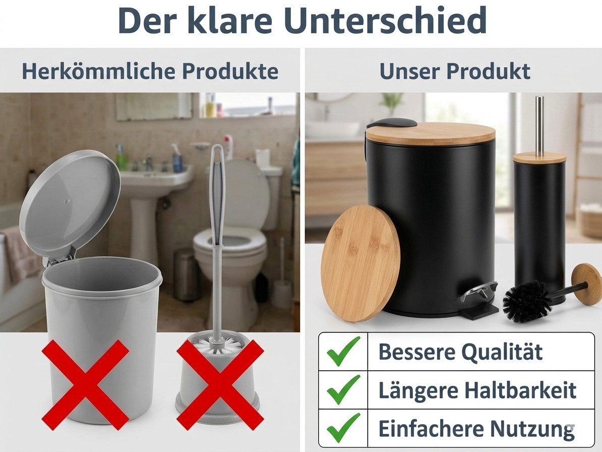LikeKa Badaccessoire-Set 2 teilig Toilettenbürste und Kosmetikeimer matt mit Absenkautomatik – Bild 2 von 2