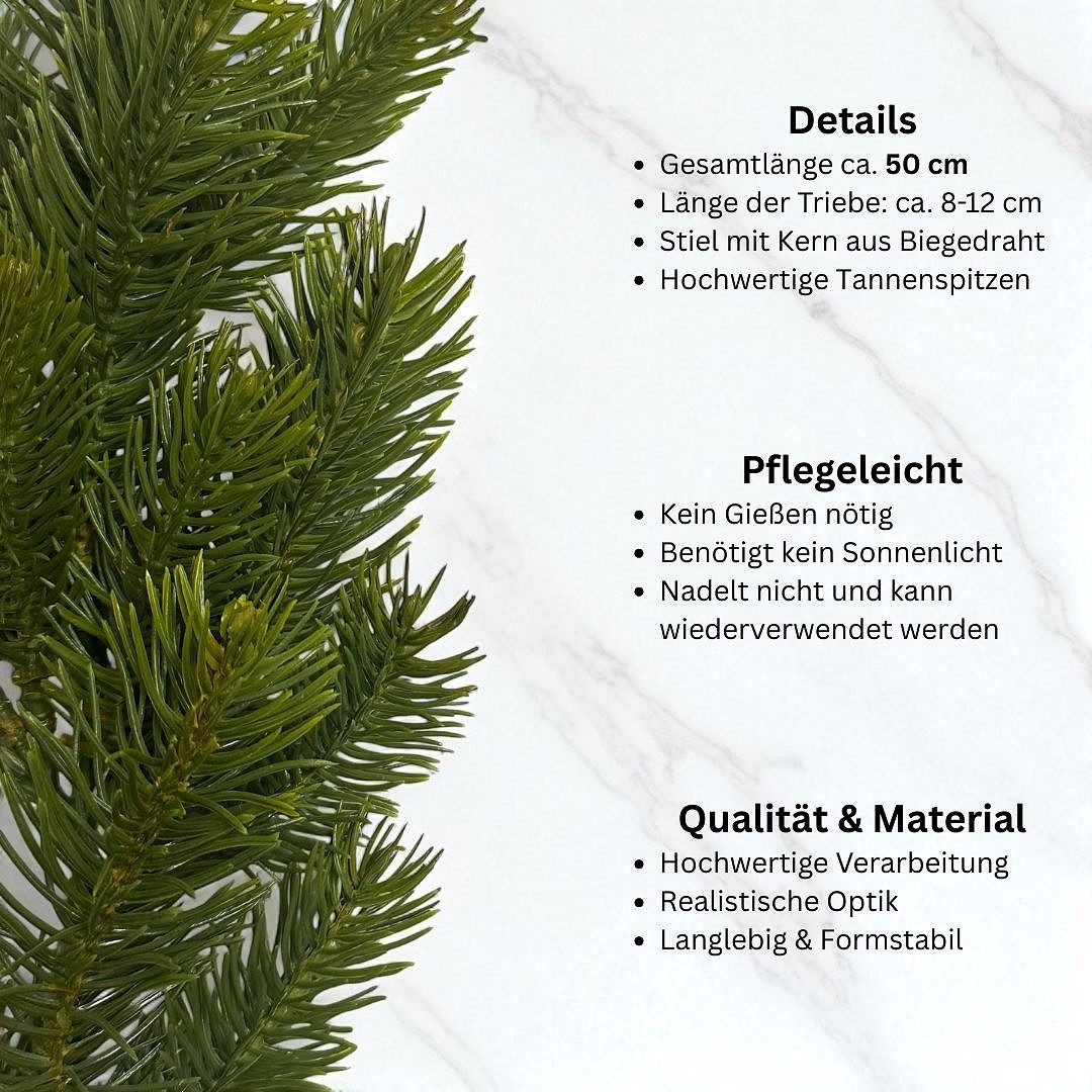 Kunstzweig Künstlicher Tannenzweig "REAL" mit 13 Trieben. Ca 50cm., Gasper, günstig online kaufen
