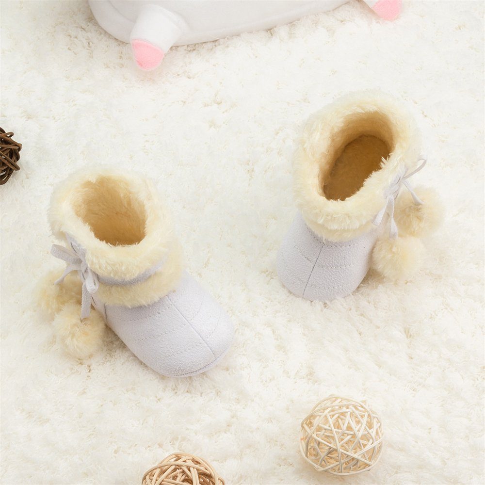 Rouemi Babyschuhe, rutschfeste, weiche und Schuhe Kleinkinder Babystiefel weiß niedliche für