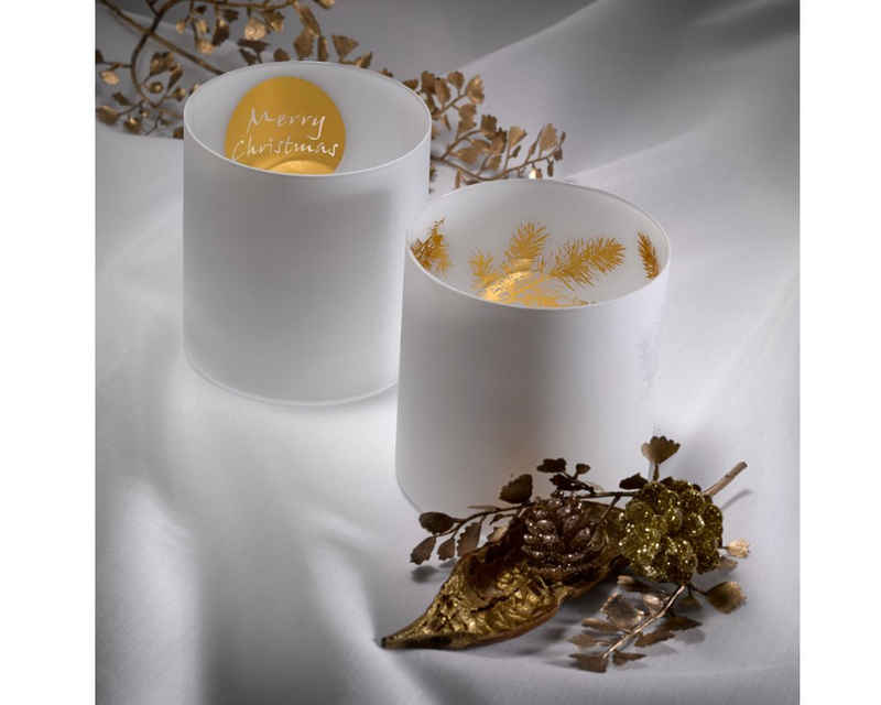 Crystalex Kerzenhalter Weihnachtskerzenhalter Kerzenhalter Silva weiß oder schwarz (Set, 2 St., 2 x Teelichter), Kristallglas, 2er Set, einfarbig mit Gold