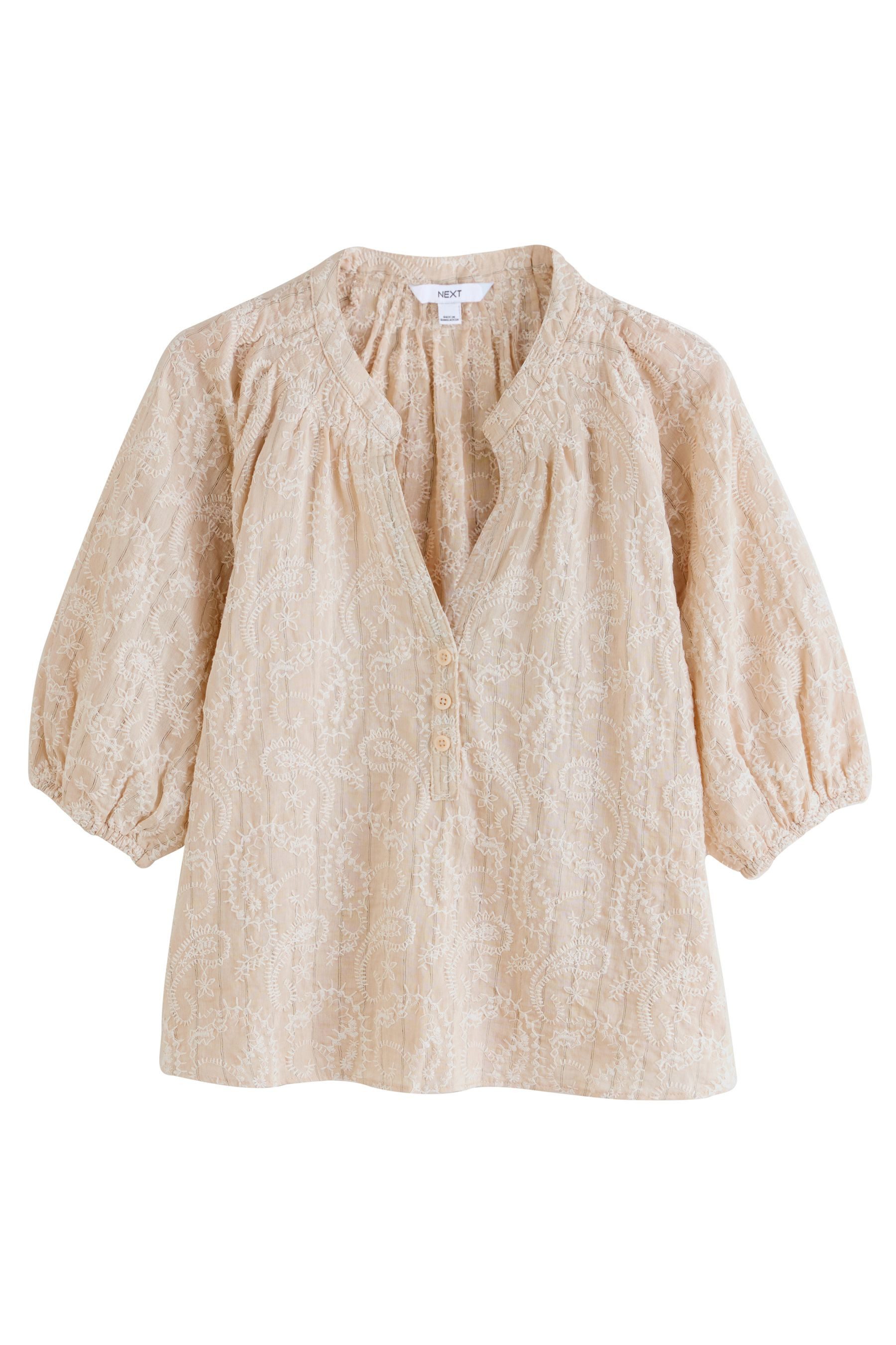 Next Kurzarmbluse Gestreifte Bluse mit Stickerei günstig online kaufen