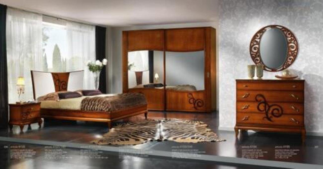 Nachttisch Kommode Spiegel Luxus JVmoebel 6tlg. Kleiderschrank Neu Bett Schlafzimmer-Set, Set