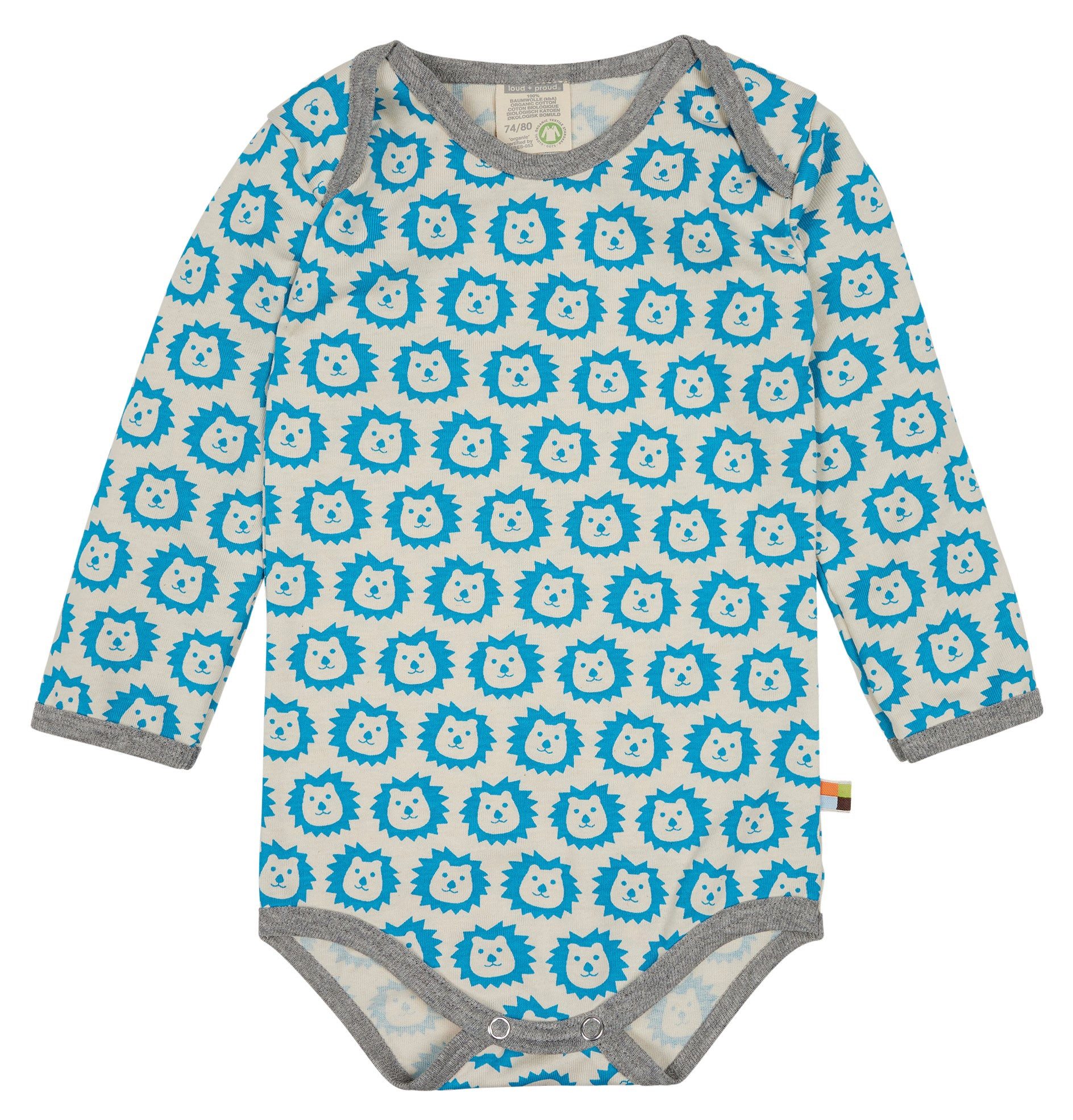 loud + proud Langarmbody mit Tierdruck Bio Baumwolle, GOTS